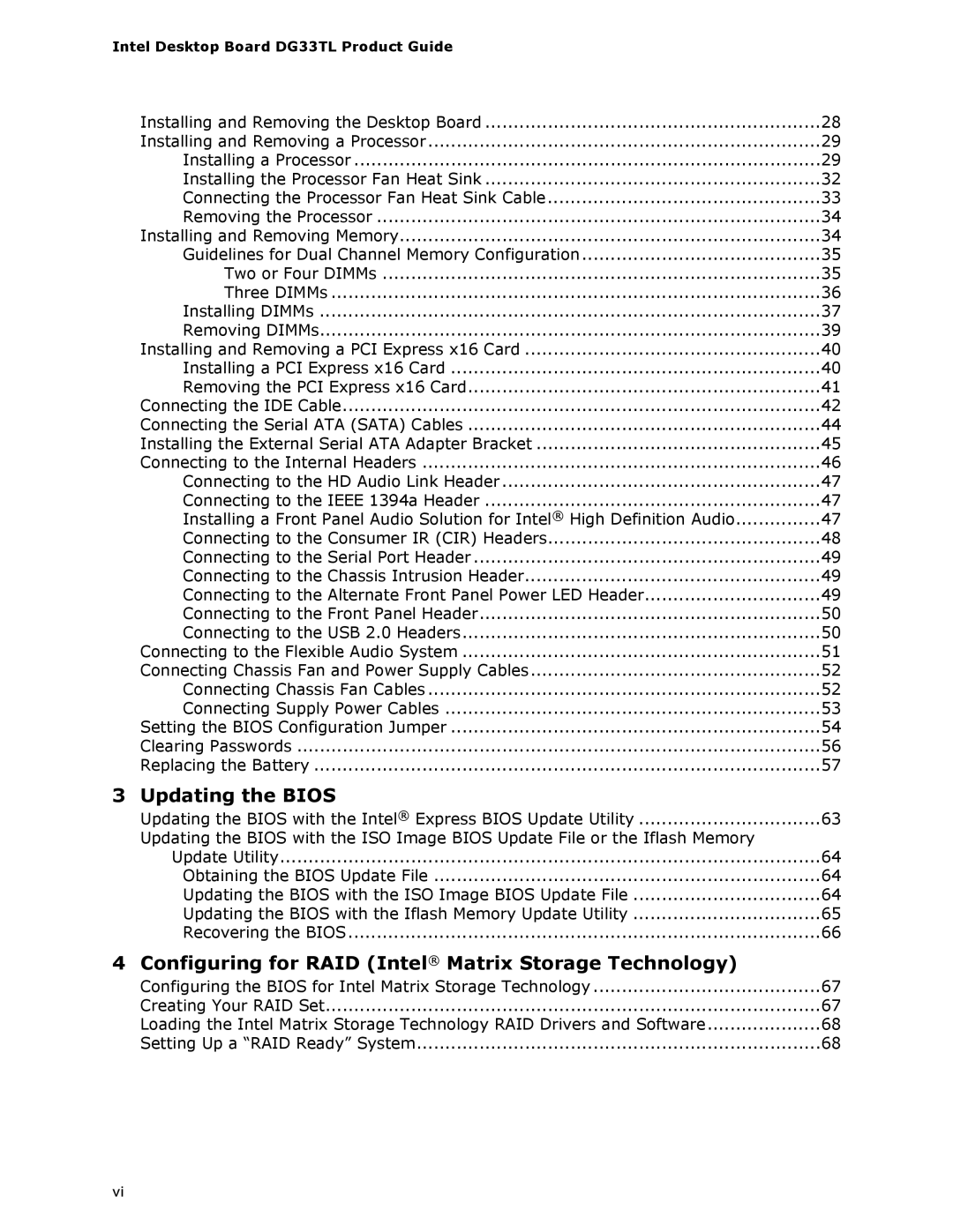 Intel DG33TL manual Updating the Bios 