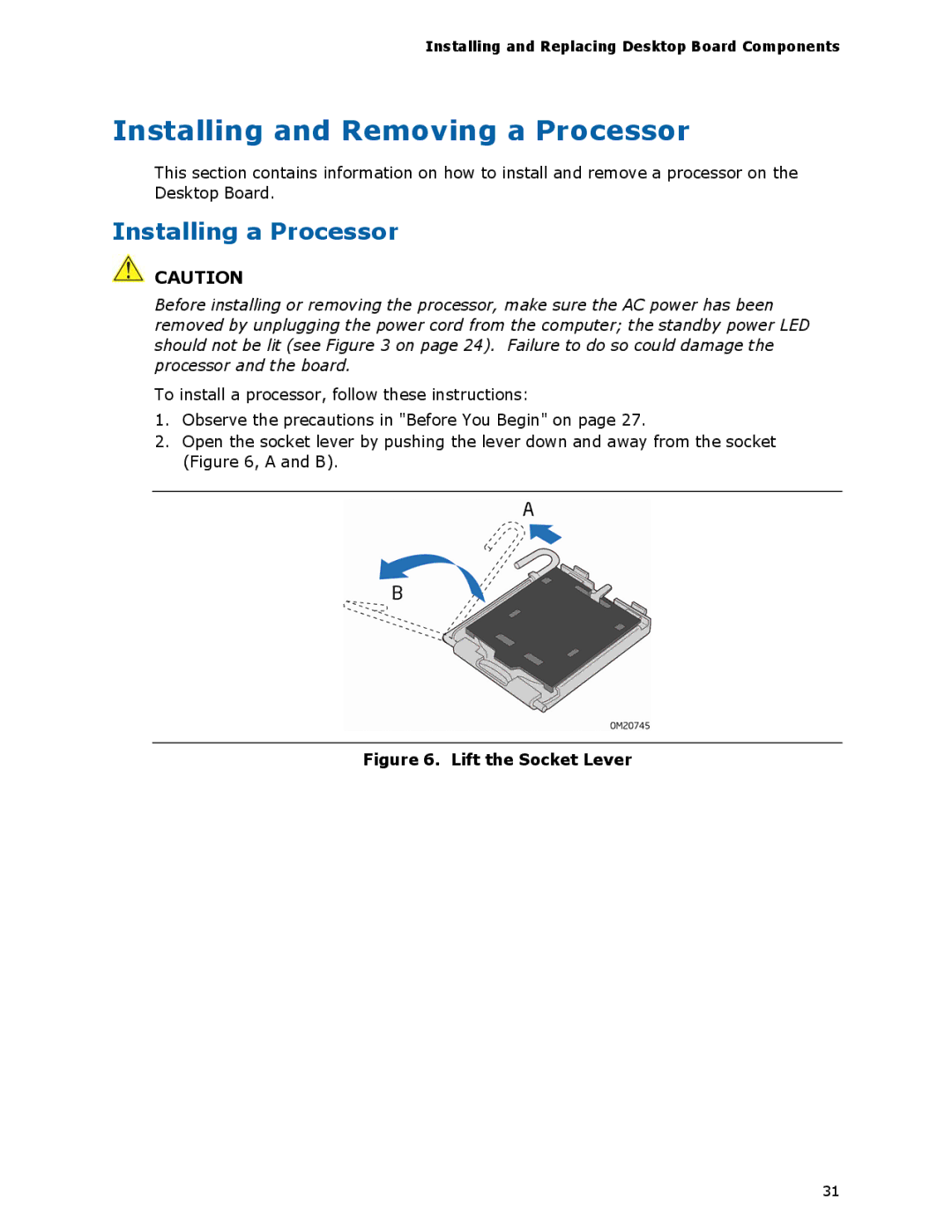 Intel DG45ID manual Installing and Removing a Processor, Installing a Processor 