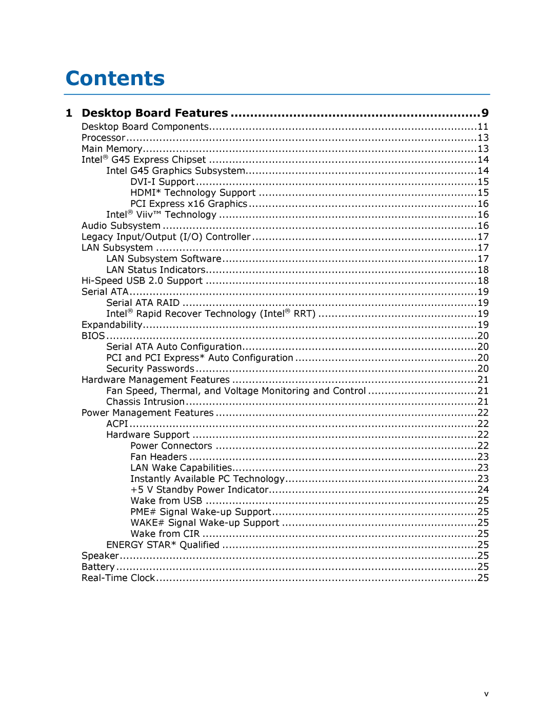 Intel DG45ID manual Contents 