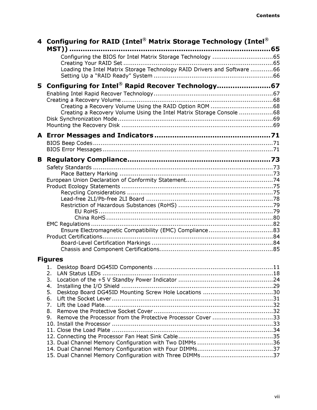 Intel DG45ID manual Configuring for RAID Intel Matrix Storage Technology Intel, Contents 