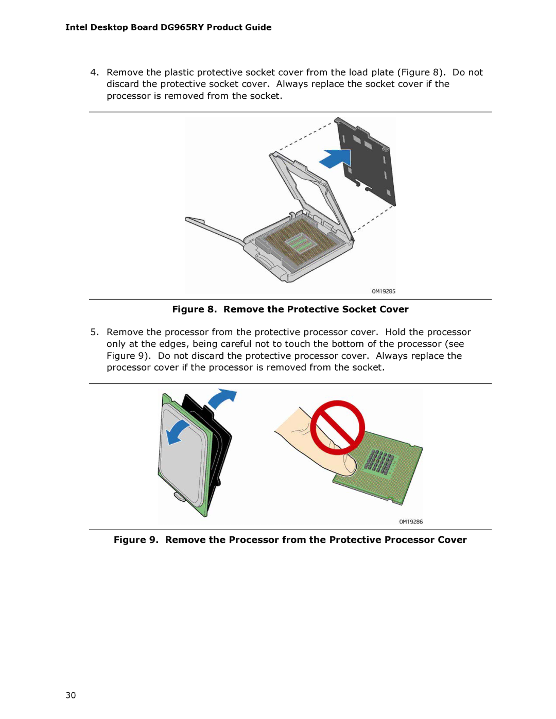 Intel DG965RY manual Remove the Protective Socket Cover 