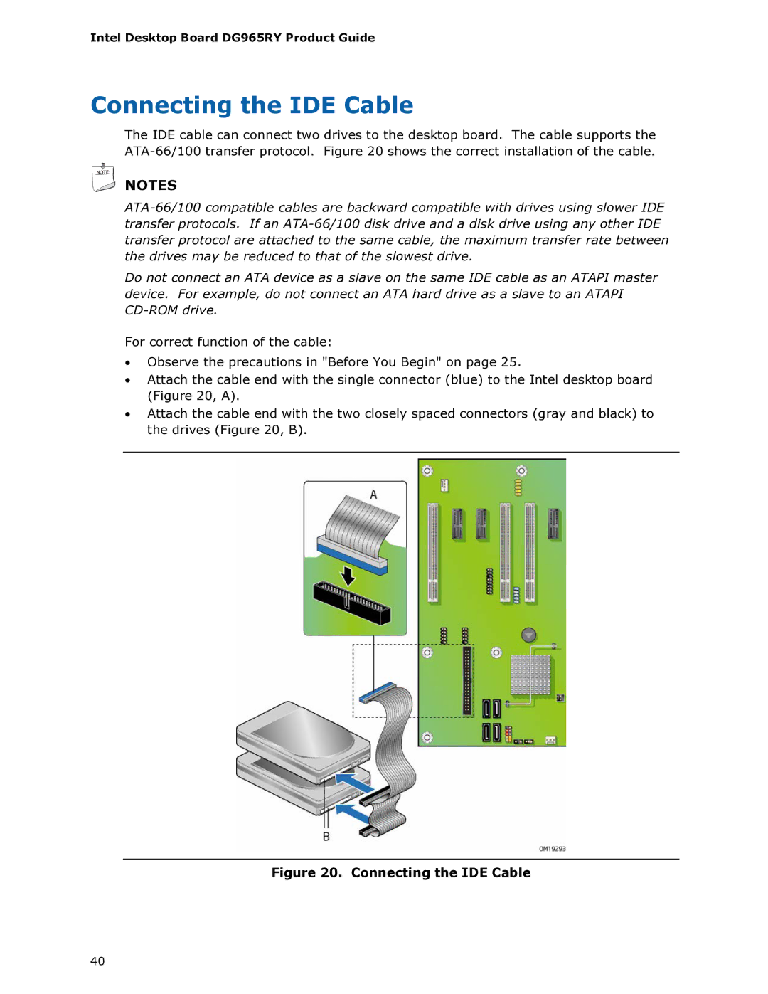 Intel DG965RY manual Connecting the IDE Cable 