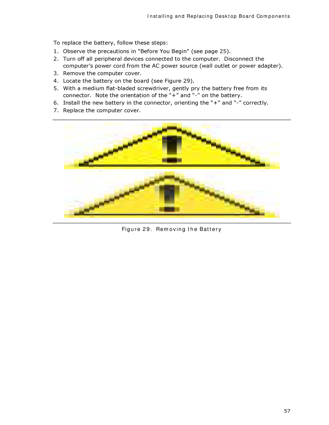 Intel DG965RY manual Removing the Battery 