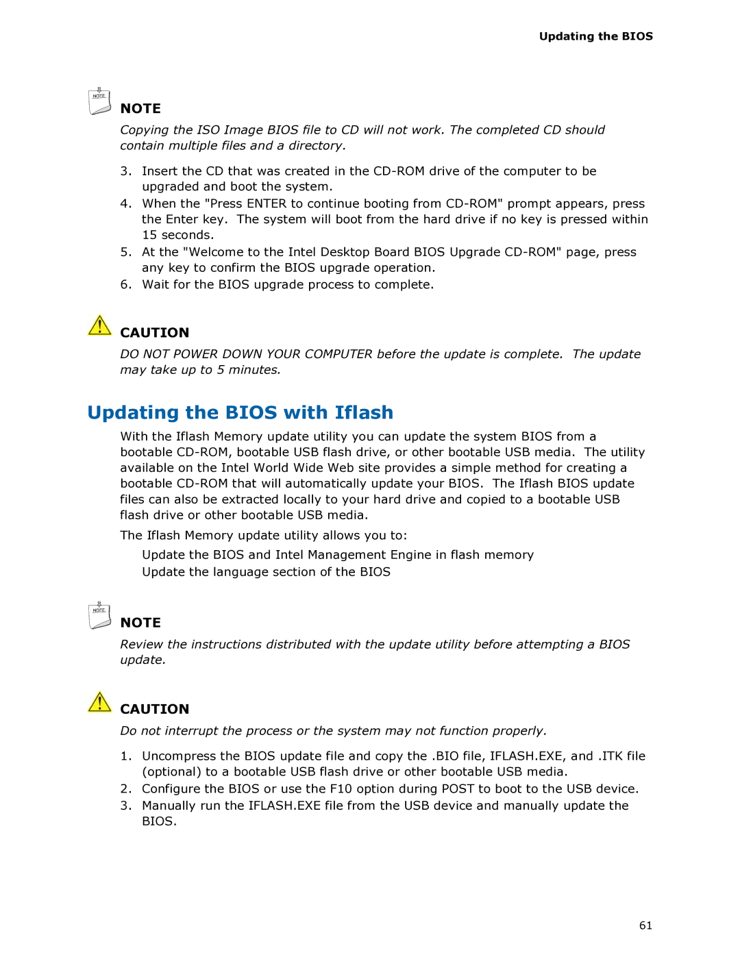 Intel DG965RY manual Updating the Bios with Iflash 