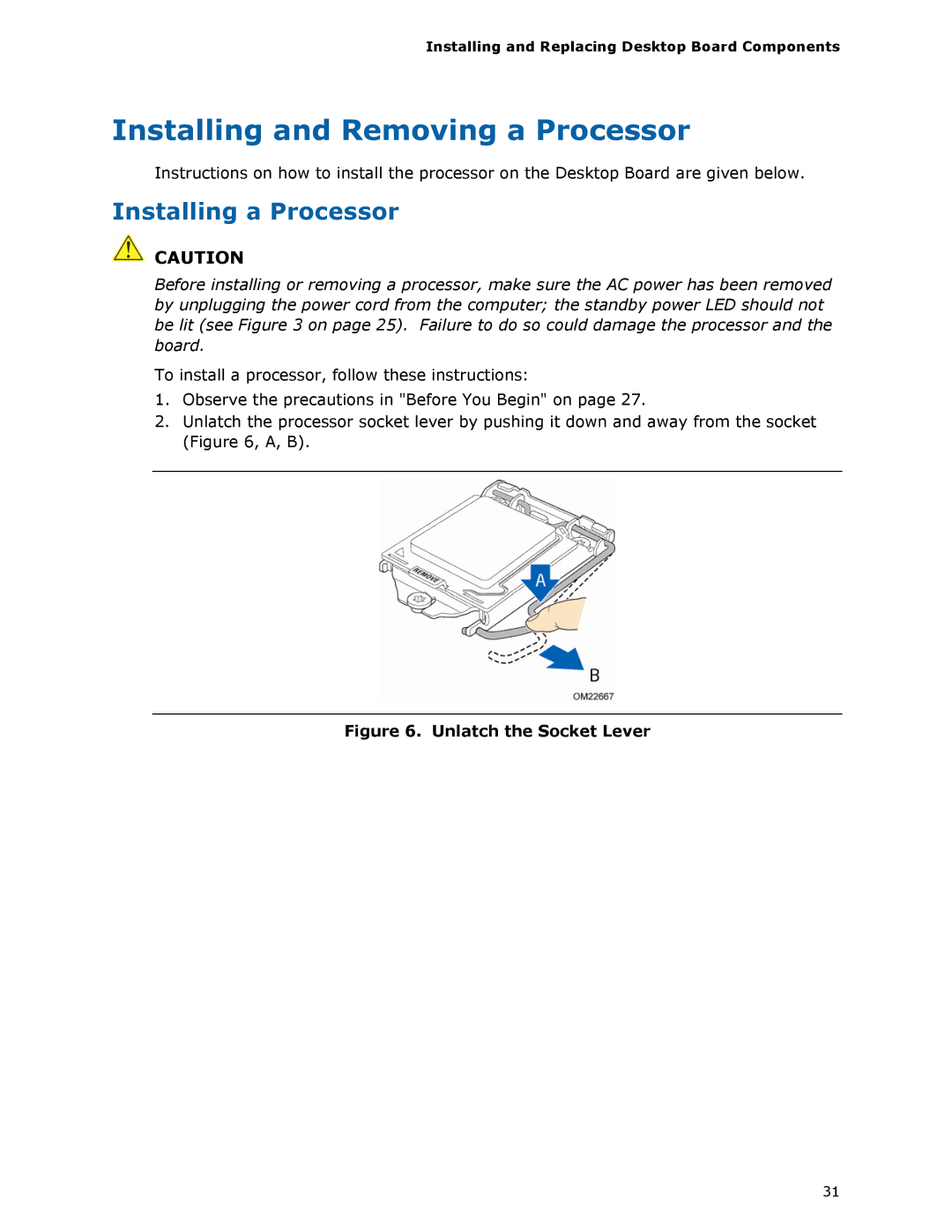 Intel BLKDH67GDB3, G13841-001 manual Installing and Removing a Processor, Installing a Processor 