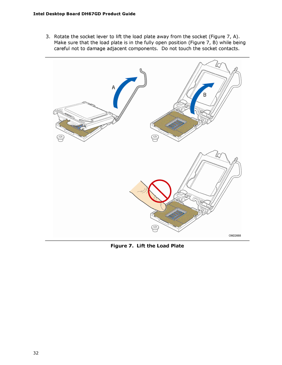 Intel G13841-001, BLKDH67GDB3 manual Lift the Load Plate 