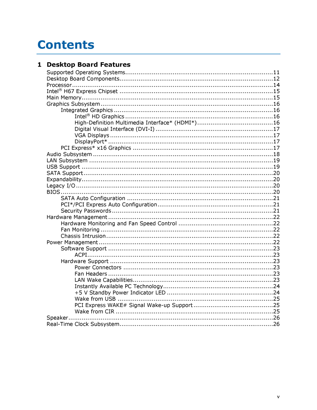 Intel G13841-001, BLKDH67GDB3 manual Contents 