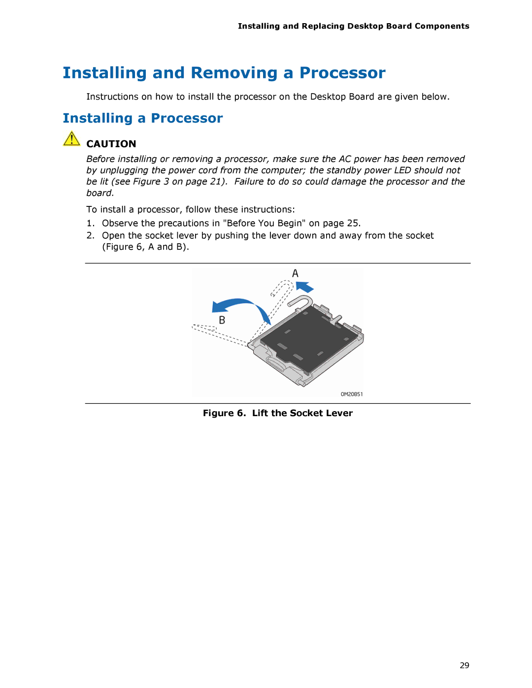 Intel DP45SG manual Installing and Removing a Processor, Installing a Processor 