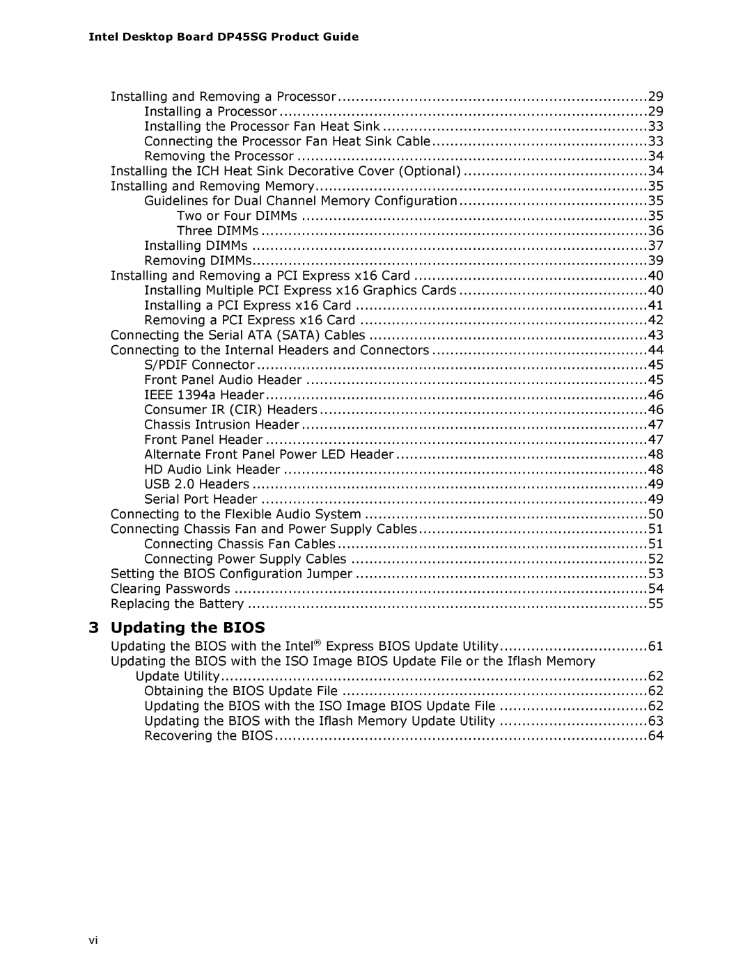 Intel DP45SG manual Updating the Bios 