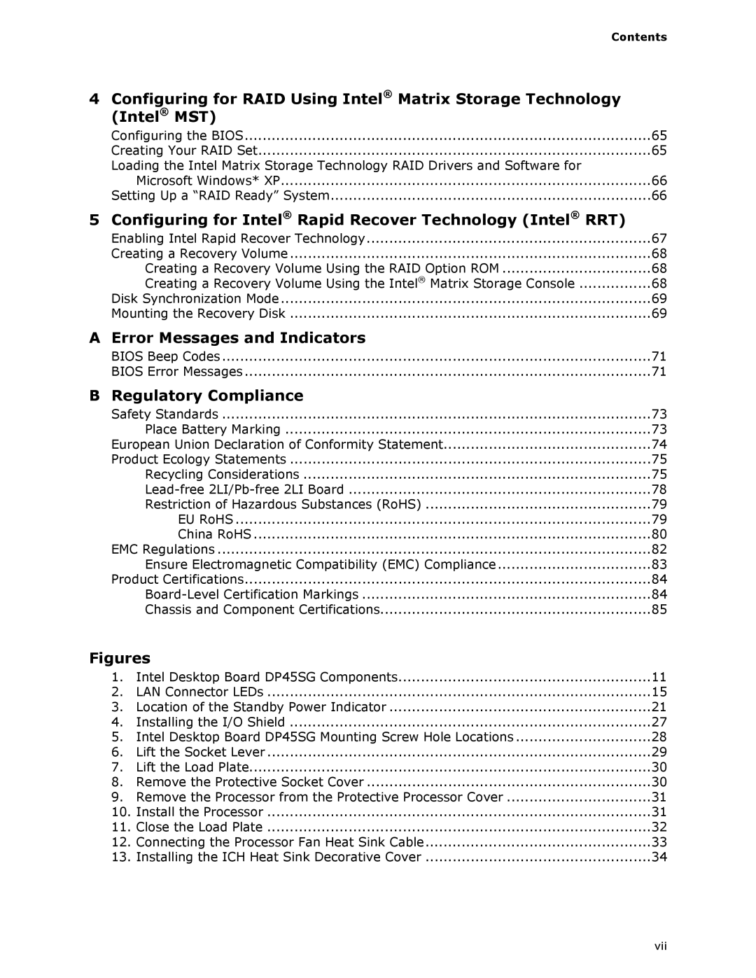 Intel DP45SG manual Configuring for Intel Rapid Recover Technology Intel RRT, Contents 