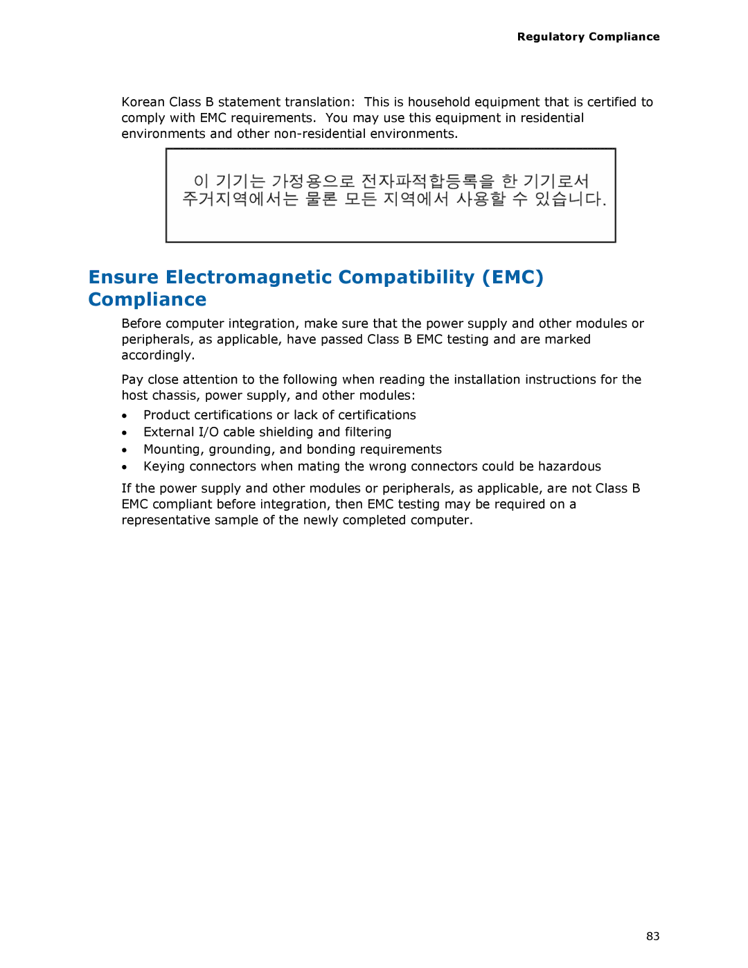 Intel DP45SG manual Ensure Electromagnetic Compatibility EMC Compliance 