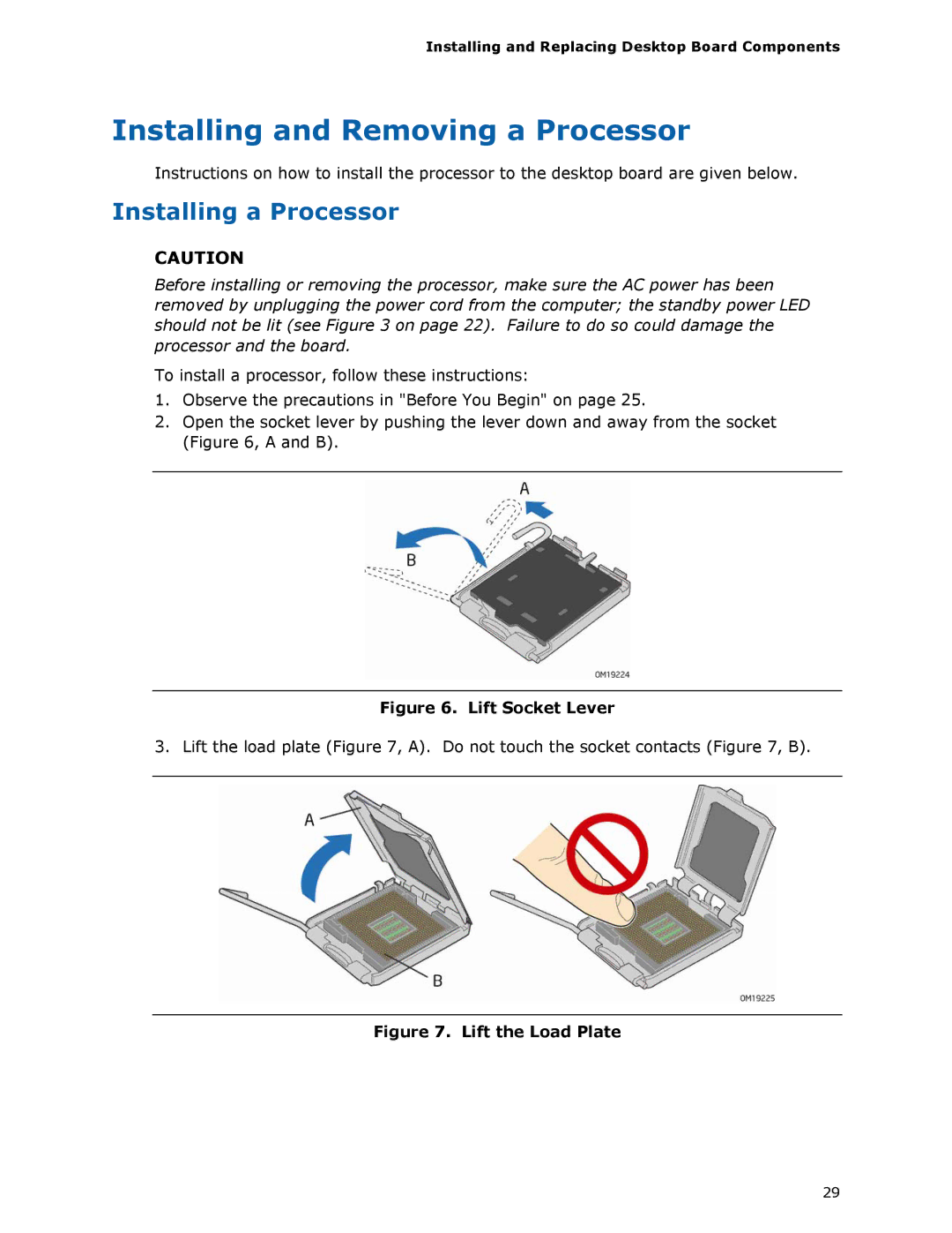 Intel DP965LT manual Installing and Removing a Processor, Installing a Processor 