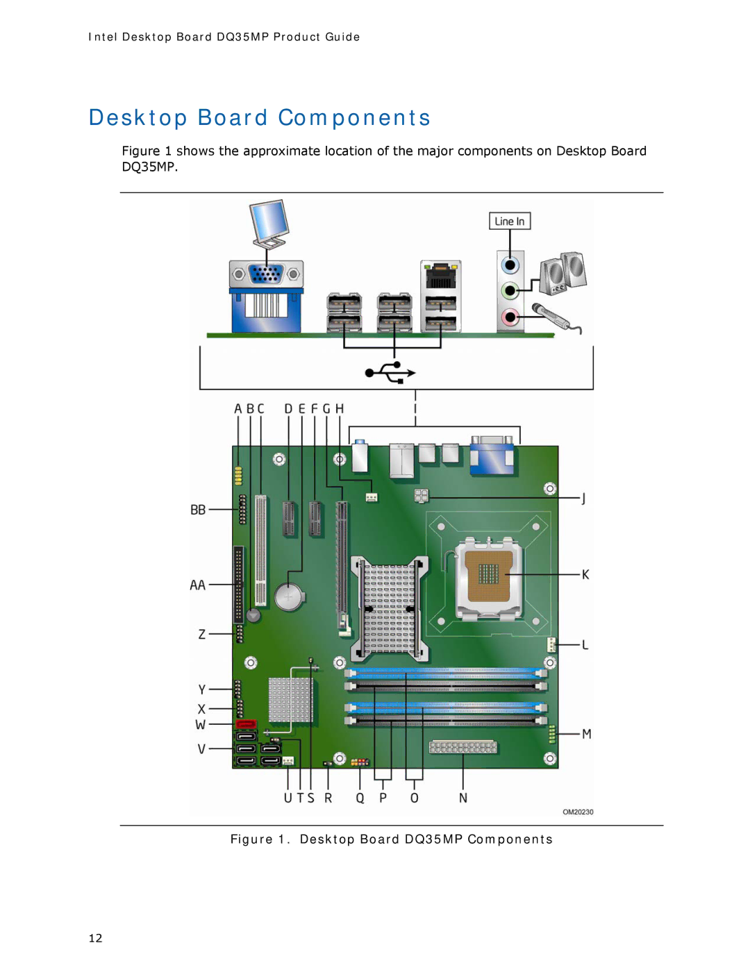 Intel manual Desktop Board Components, Desktop Board DQ35MP Components 