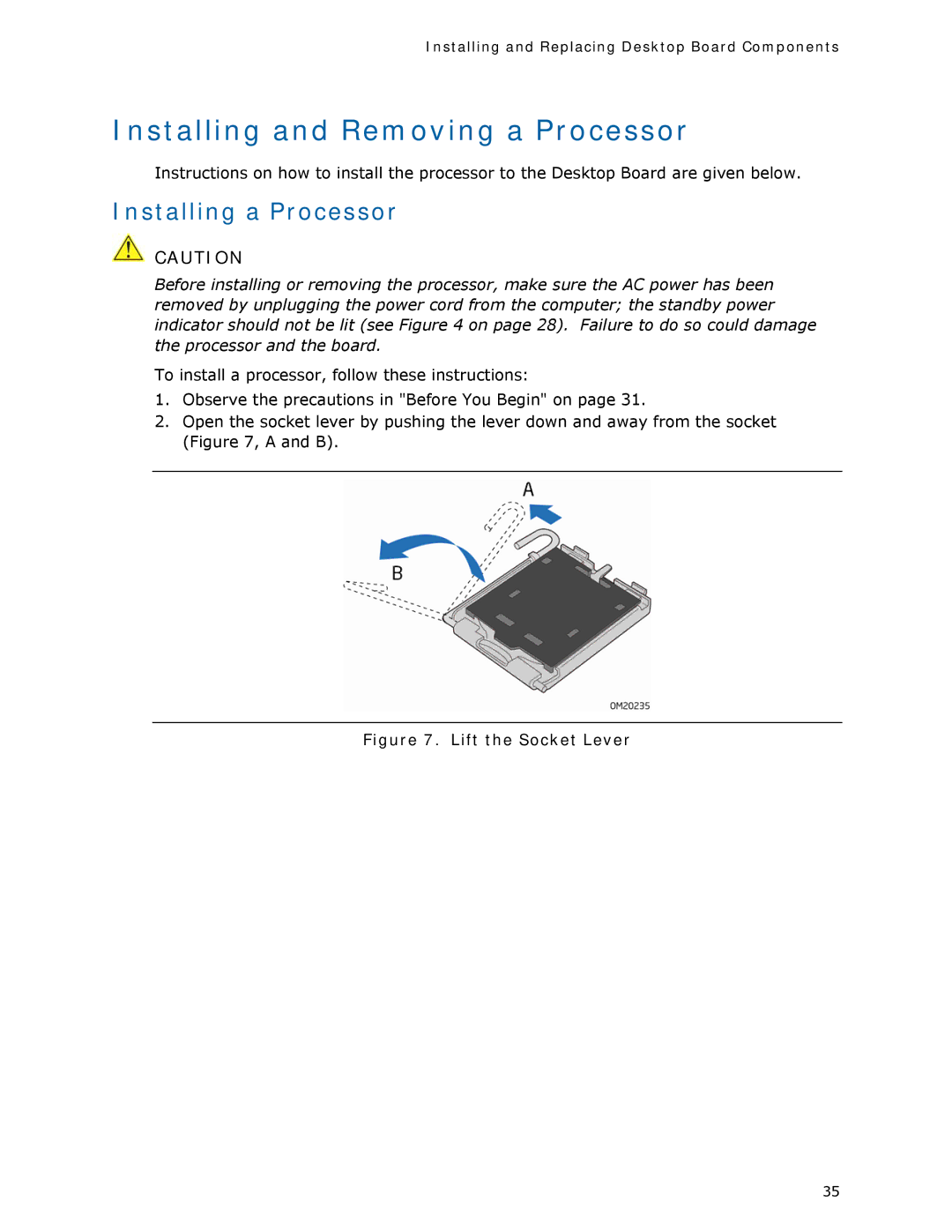 Intel DQ35MP manual Installing and Removing a Processor, Installing a Processor 