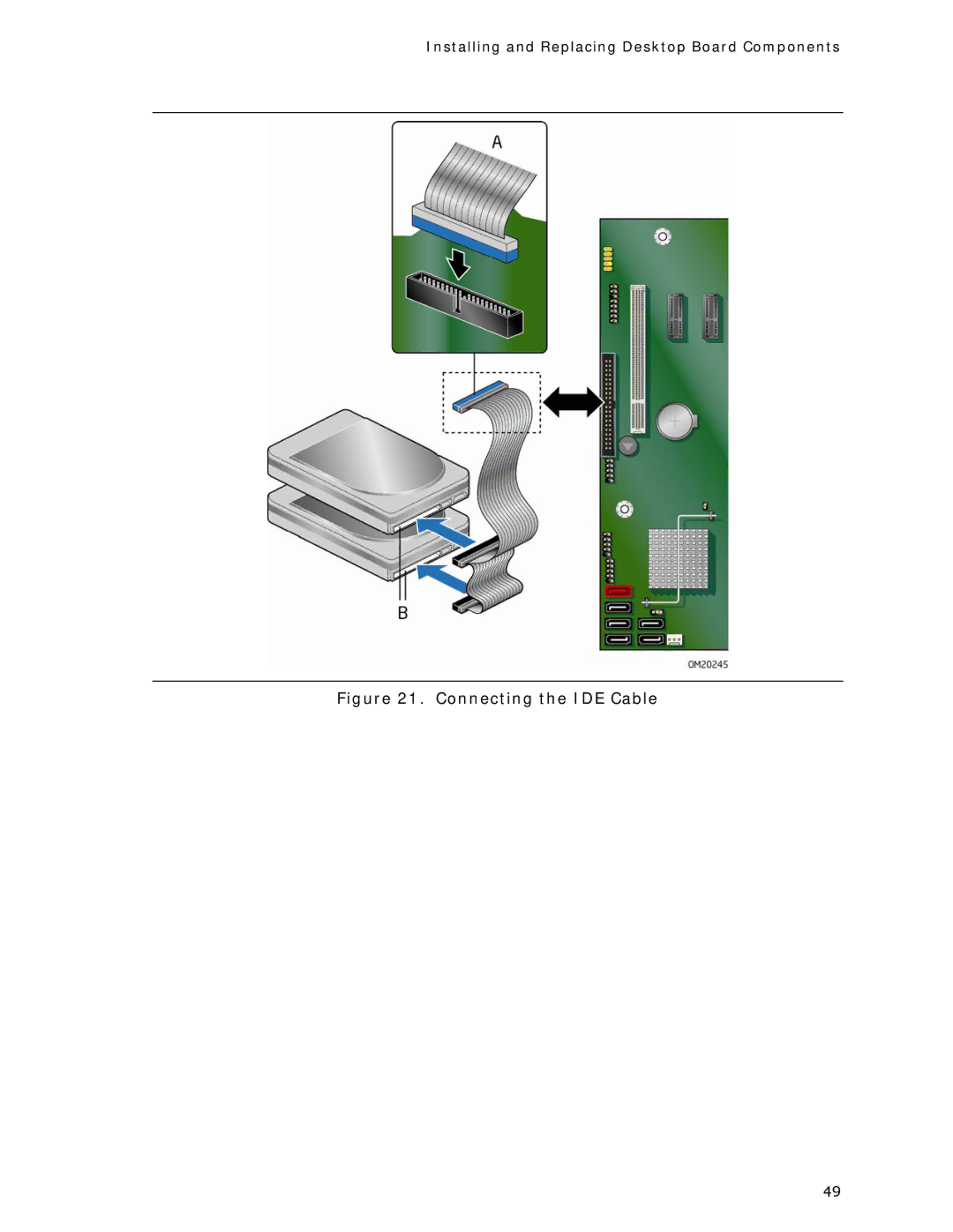 Intel DQ35MP manual Connecting the IDE Cable 