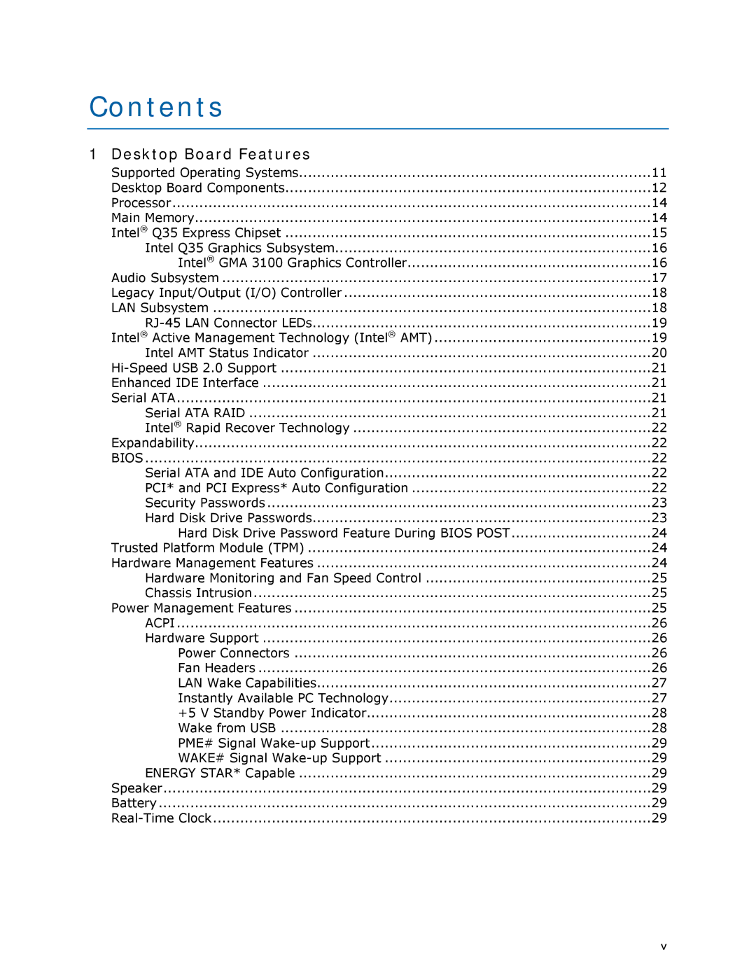 Intel DQ35MP manual Contents 