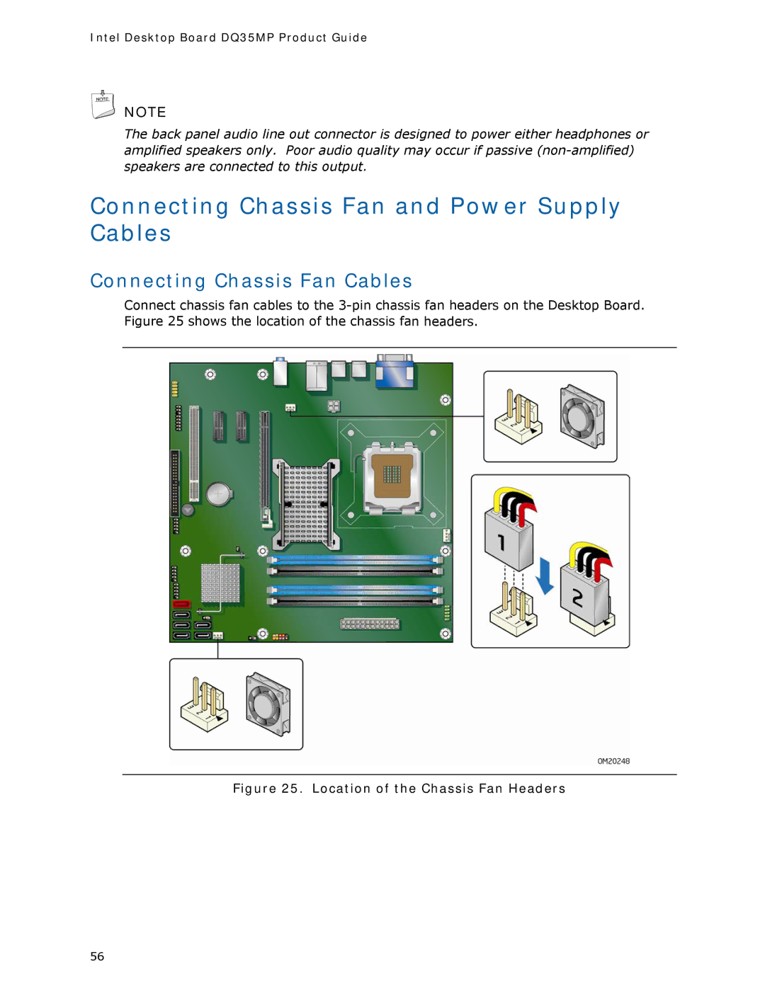 Intel DQ35MP manual Connecting Chassis Fan and Power Supply Cables, Connecting Chassis Fan Cables 