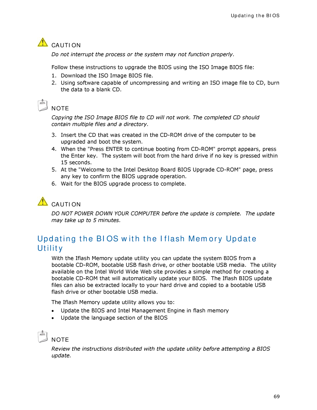 Intel DQ35MP manual Updating the Bios with the Iflash Memory Update Utility 