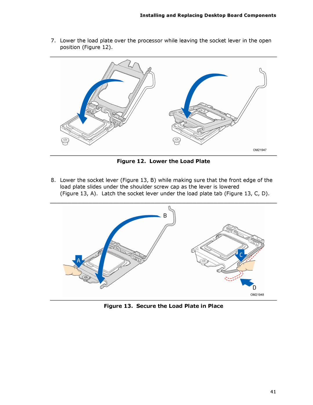 Intel DQ57TM manual Lower the Load Plate 