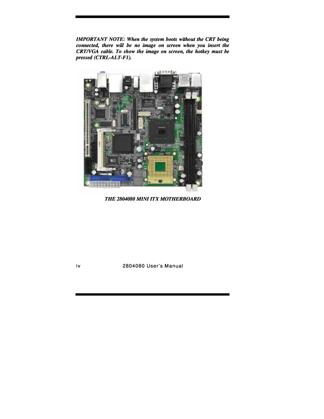 Intel Duo/Solo 945GM user manual THE 2804080 MINI ITX MOTHERBOARD 