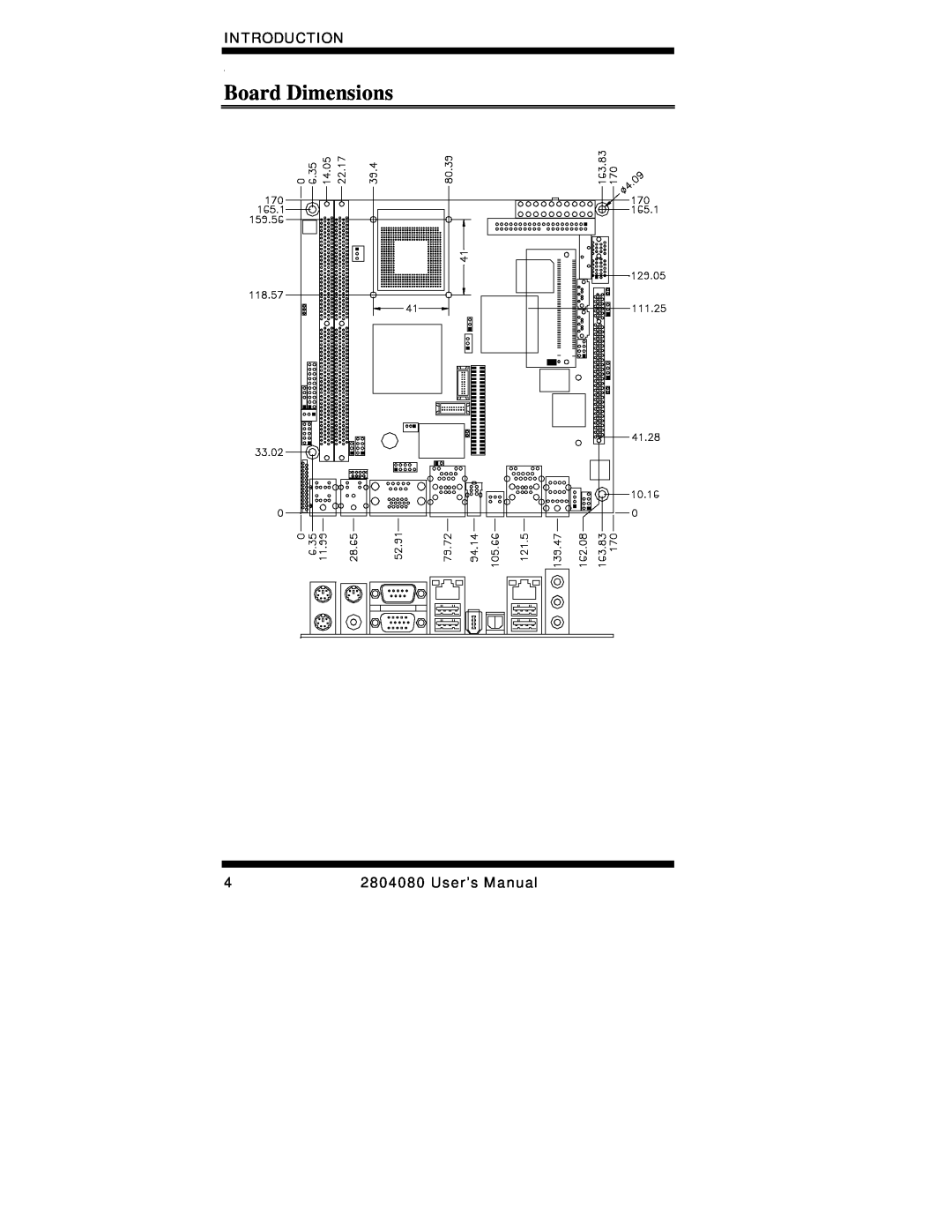 Intel Duo/Solo 945GM, 2804080 user manual Board Dimensions, Introduction 