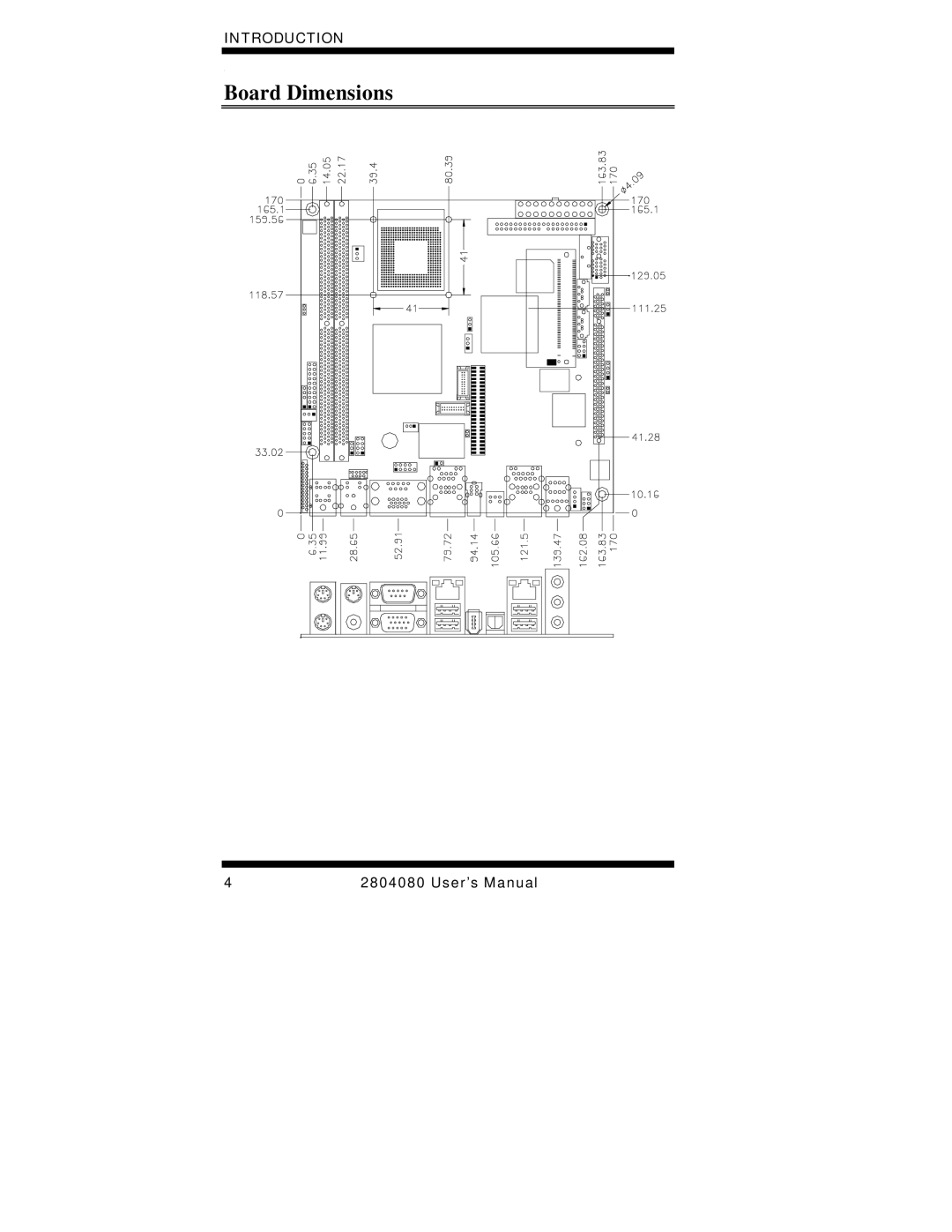 Intel Duo/Solo 945GM, 2804080 user manual Board Dimensions 