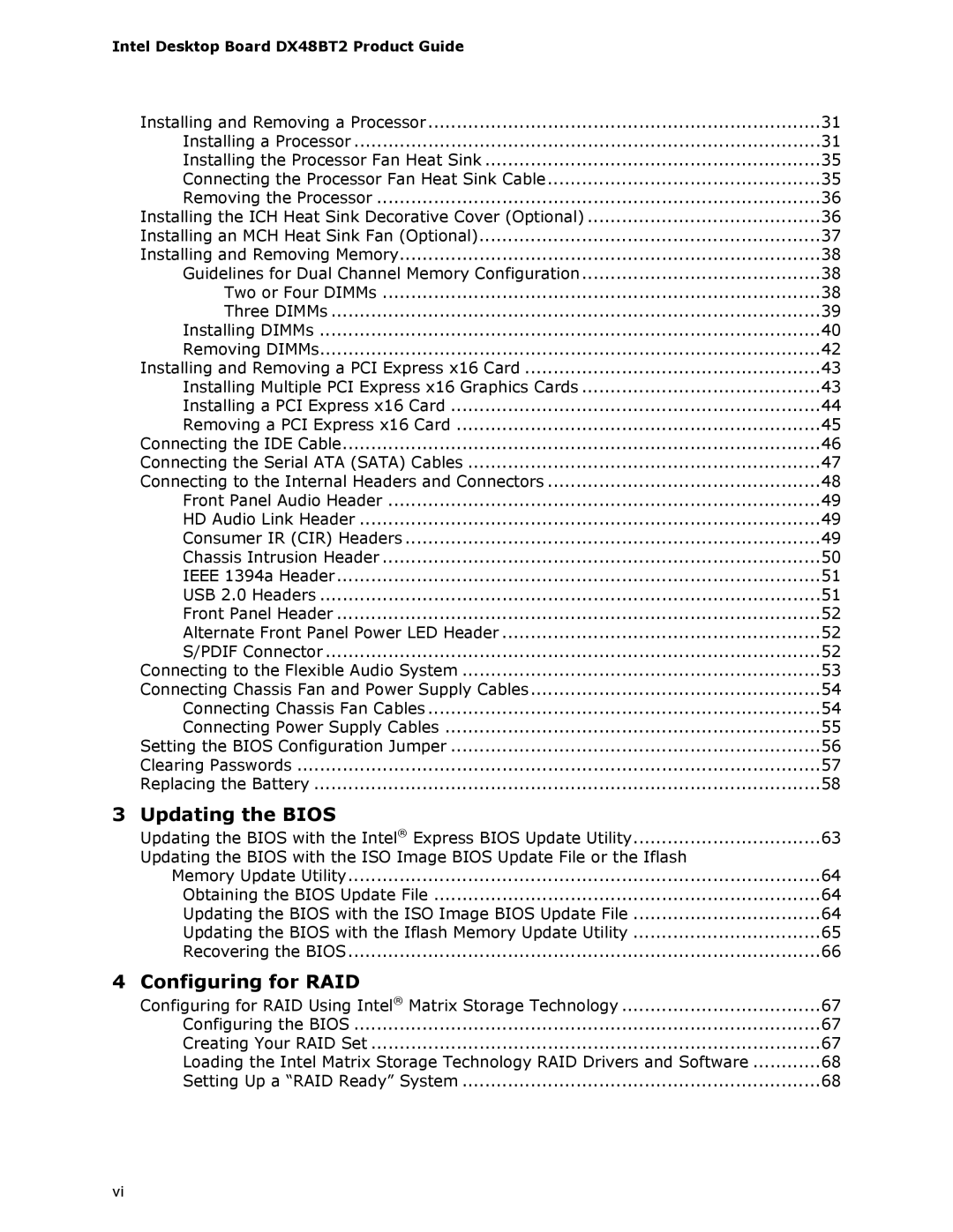 Intel DX48BT2 manual Updating the Bios 