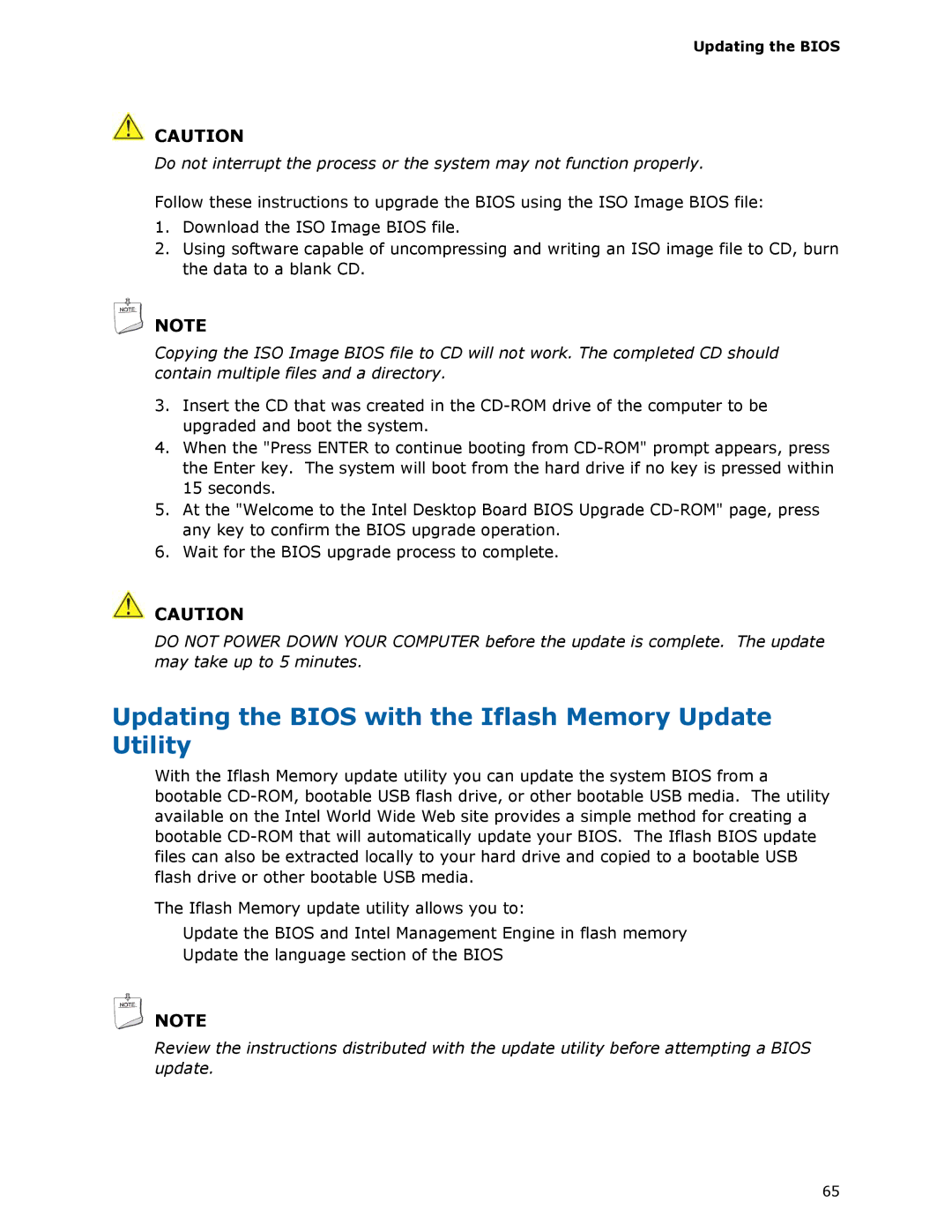 Intel DX48BT2 manual Updating the Bios with the Iflash Memory Update Utility 