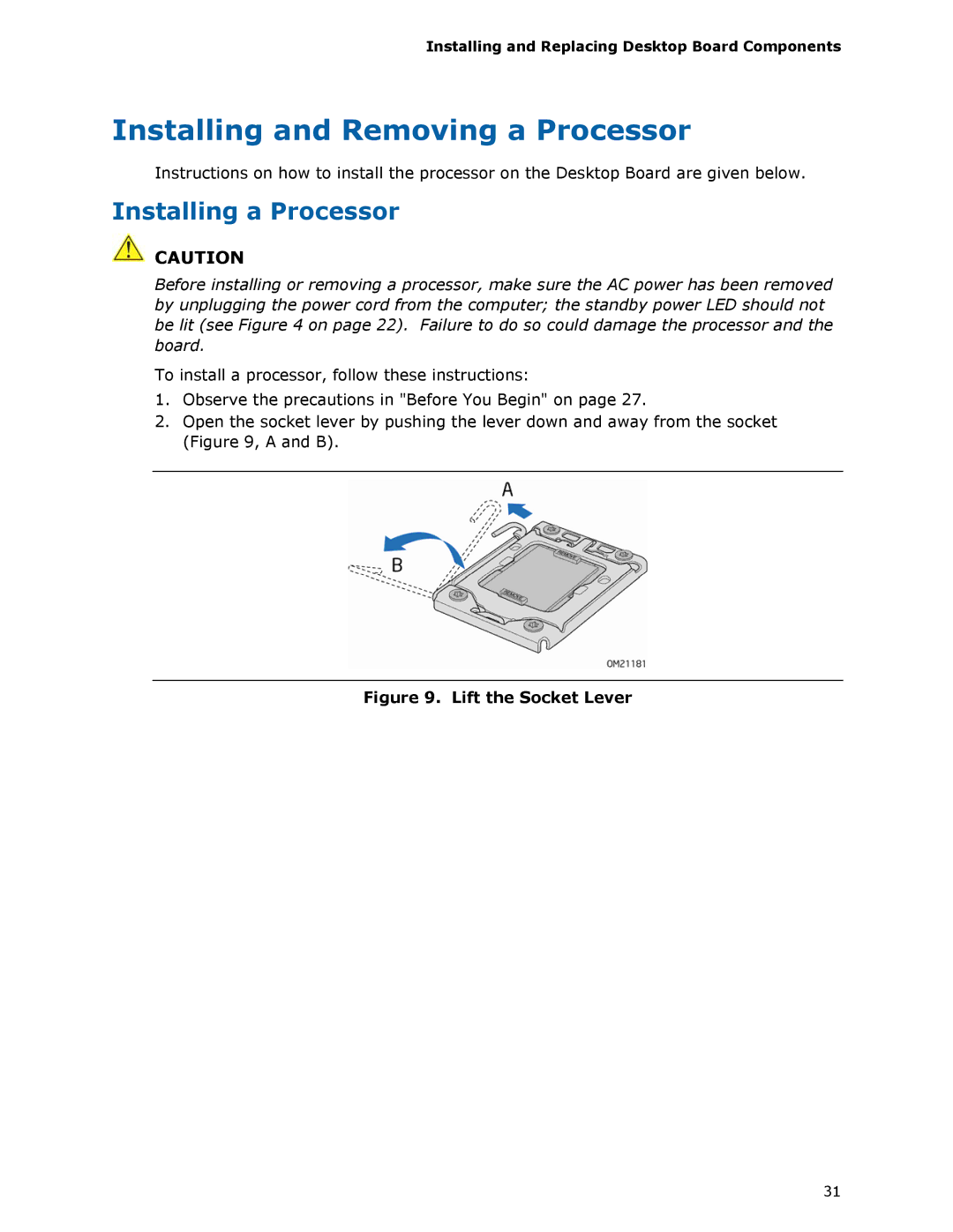 Intel DX58SO manual Installing and Removing a Processor, Installing a Processor 