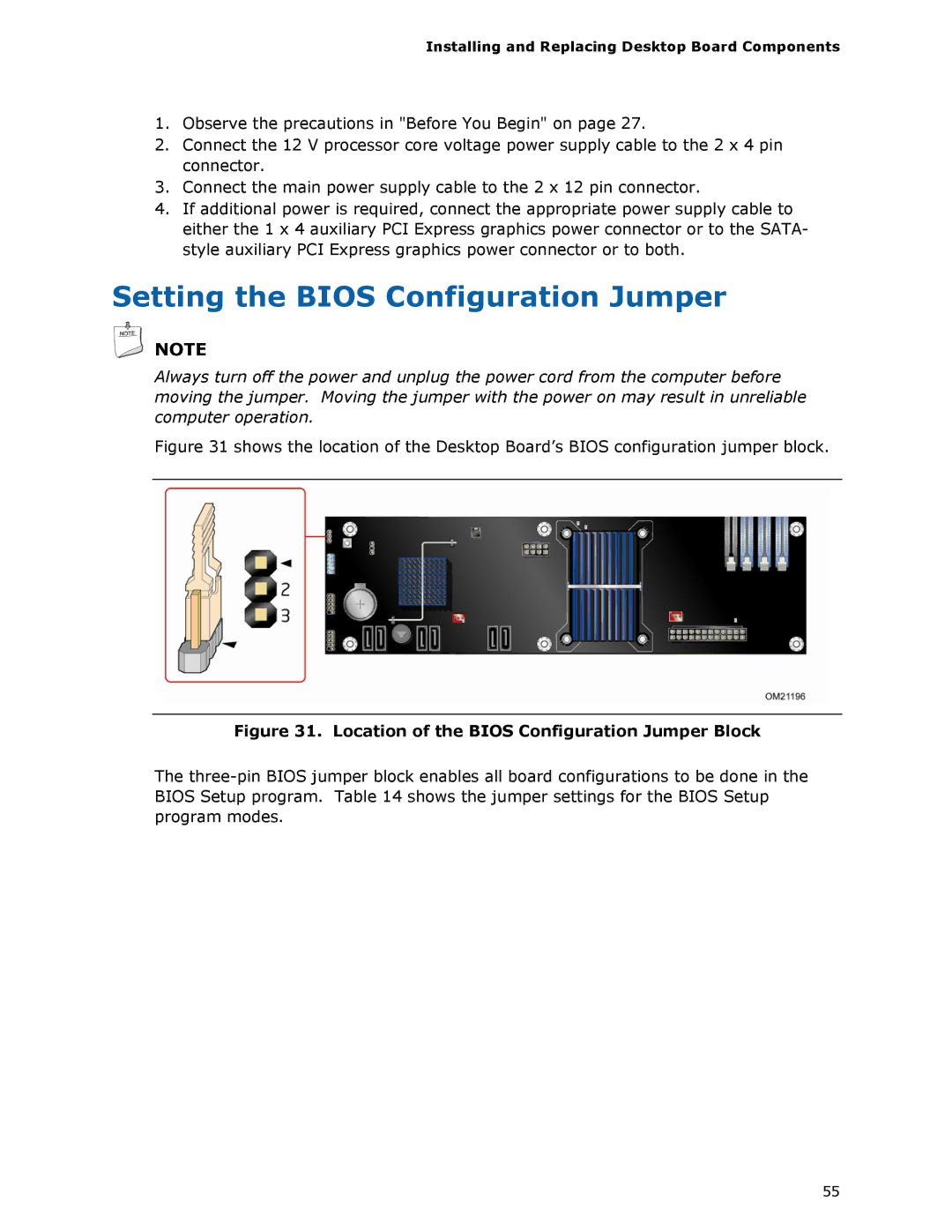 Intel DX58SO manual Setting the Bios Configuration Jumper, Location of the Bios Configuration Jumper Block 