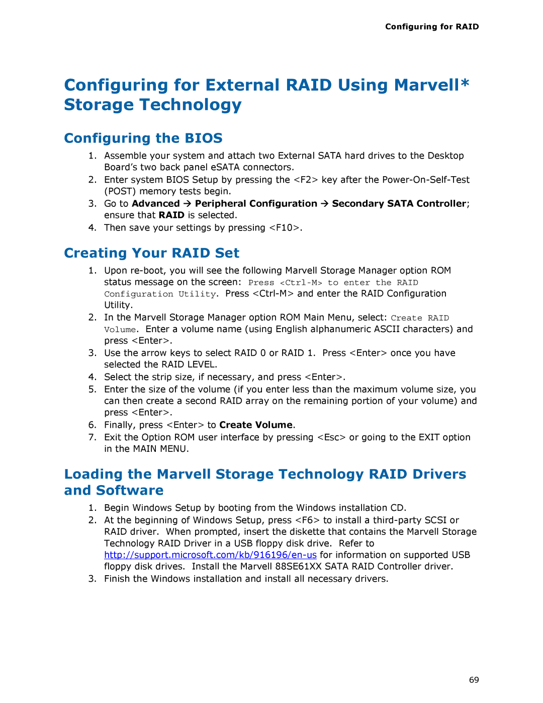 Intel DX58SO manual Configuring for RAID 