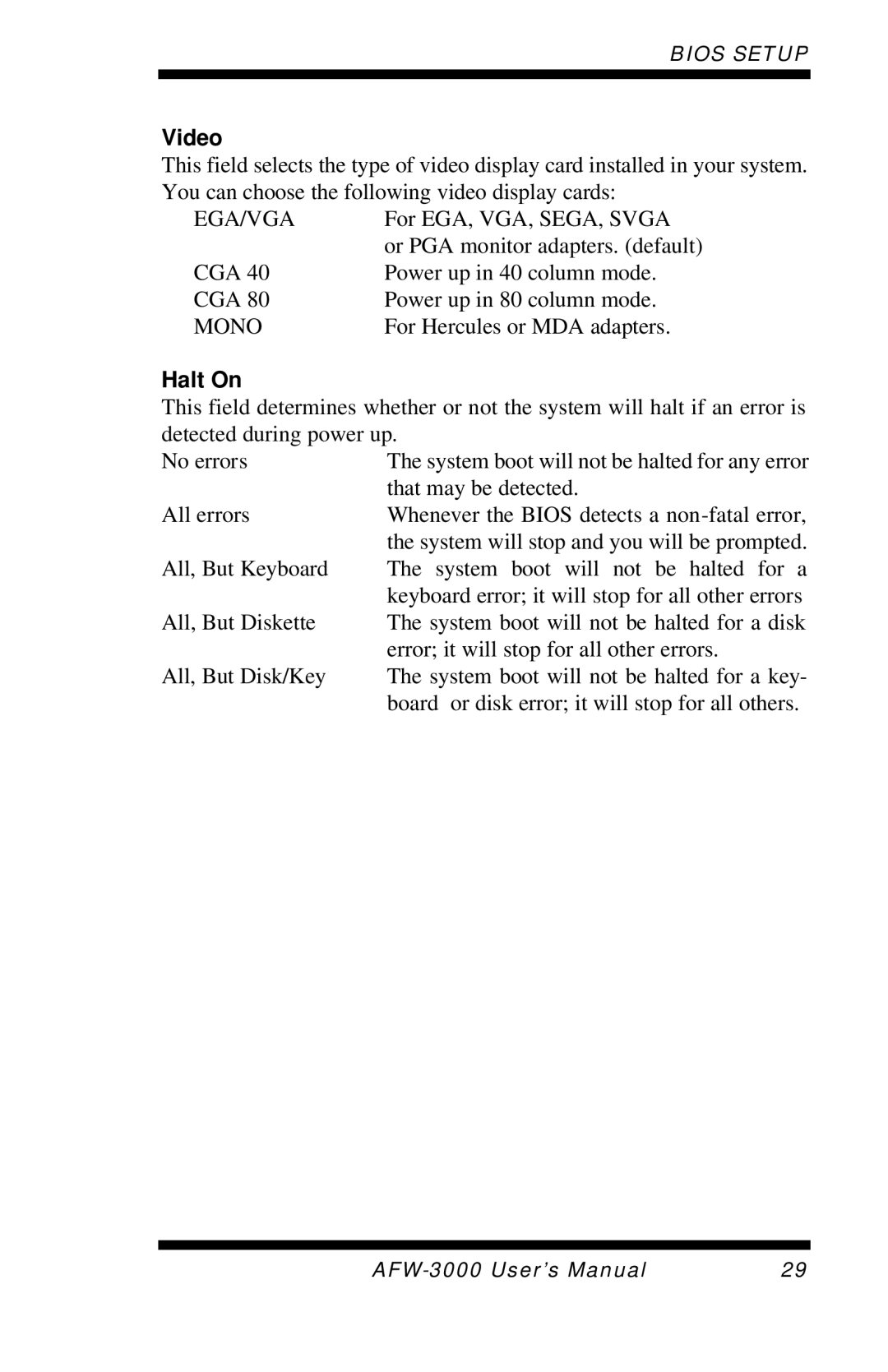 Intel E7501 user manual Video, Halt On 