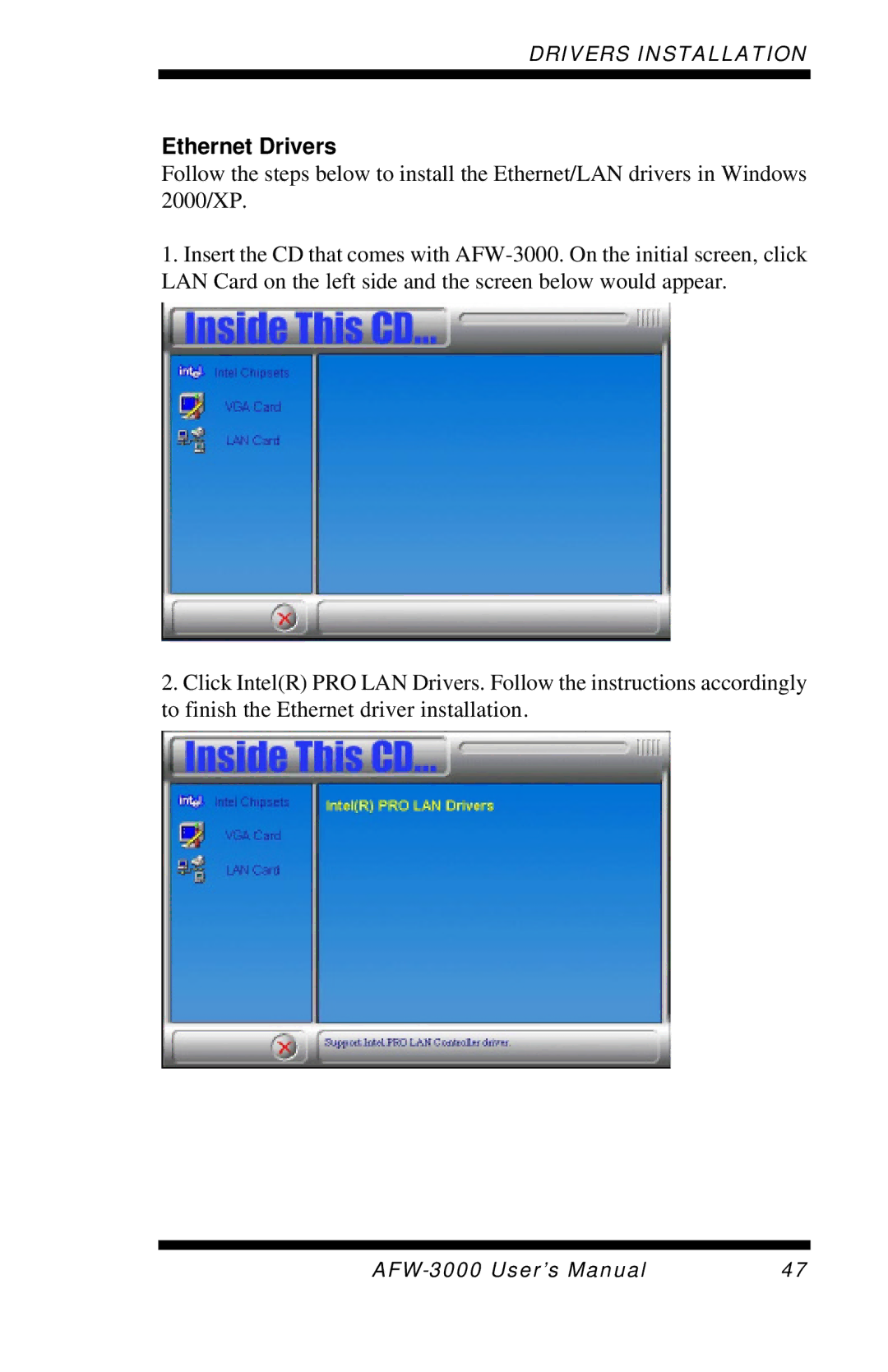 Intel E7501 user manual Ethernet Drivers 