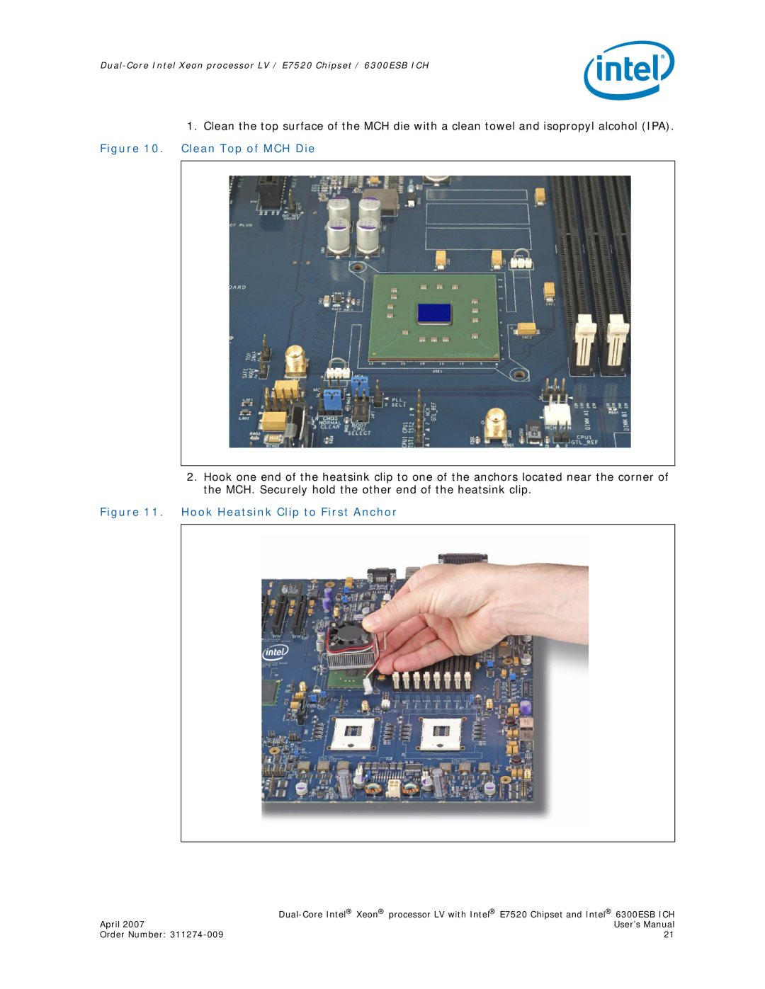 Intel E7520 user manual Clean Top of MCH Die 