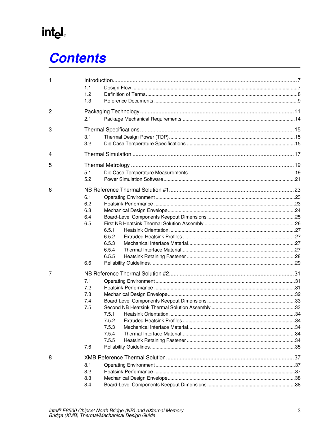 Intel E8500 manual Contents 