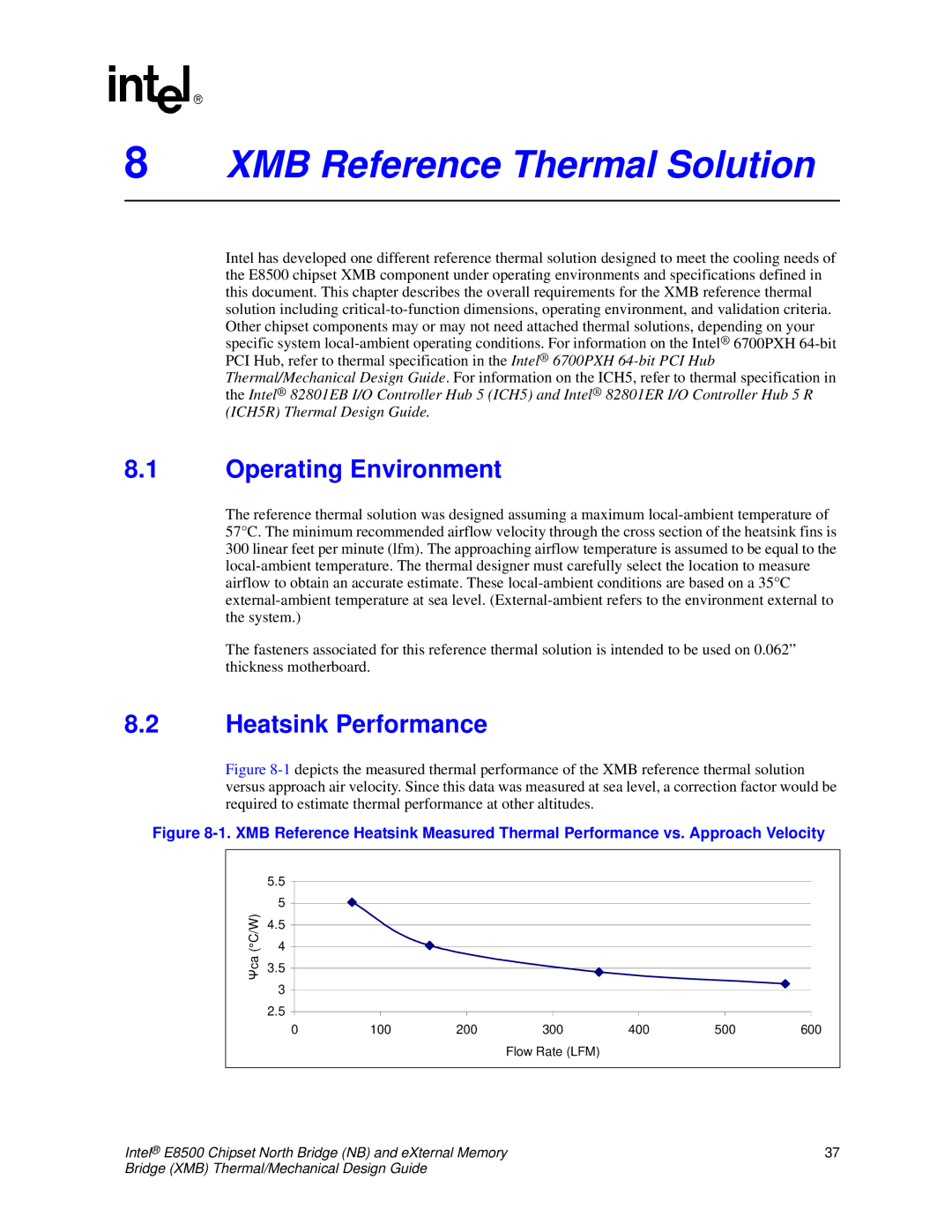 Intel E8500 manual XMB Reference Thermal Solution, Operating Environment 