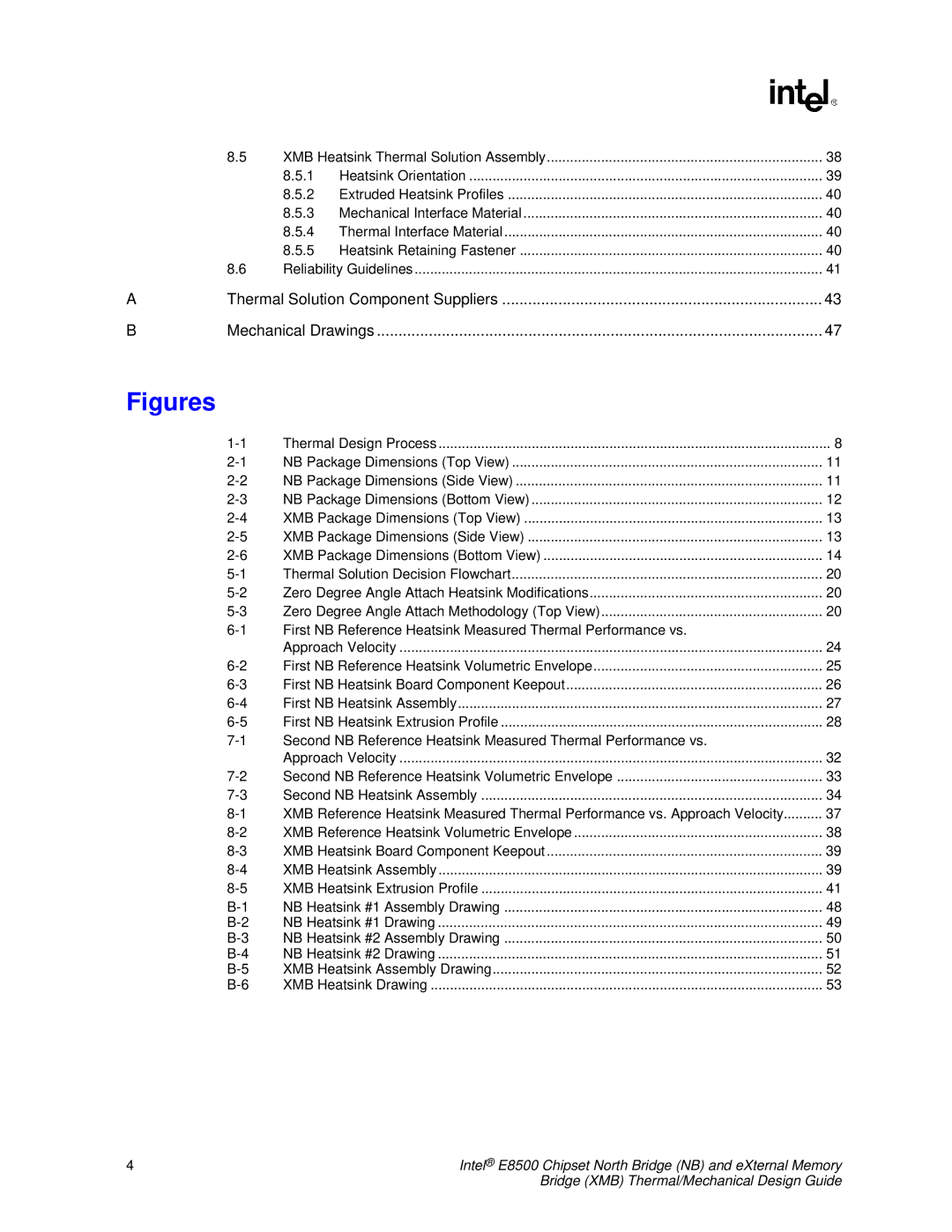 Intel E8500 manual Figures 