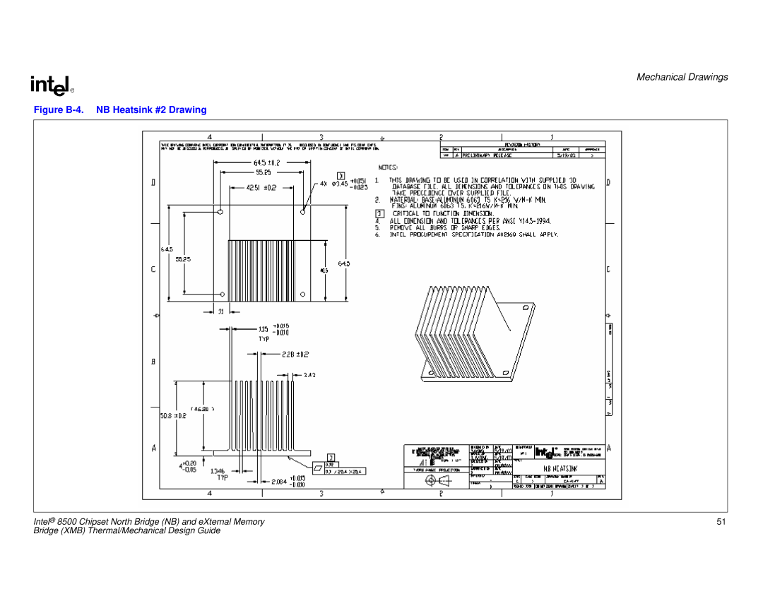 Intel E8500 manual Figure B-4. NB Heatsink #2 Drawing 