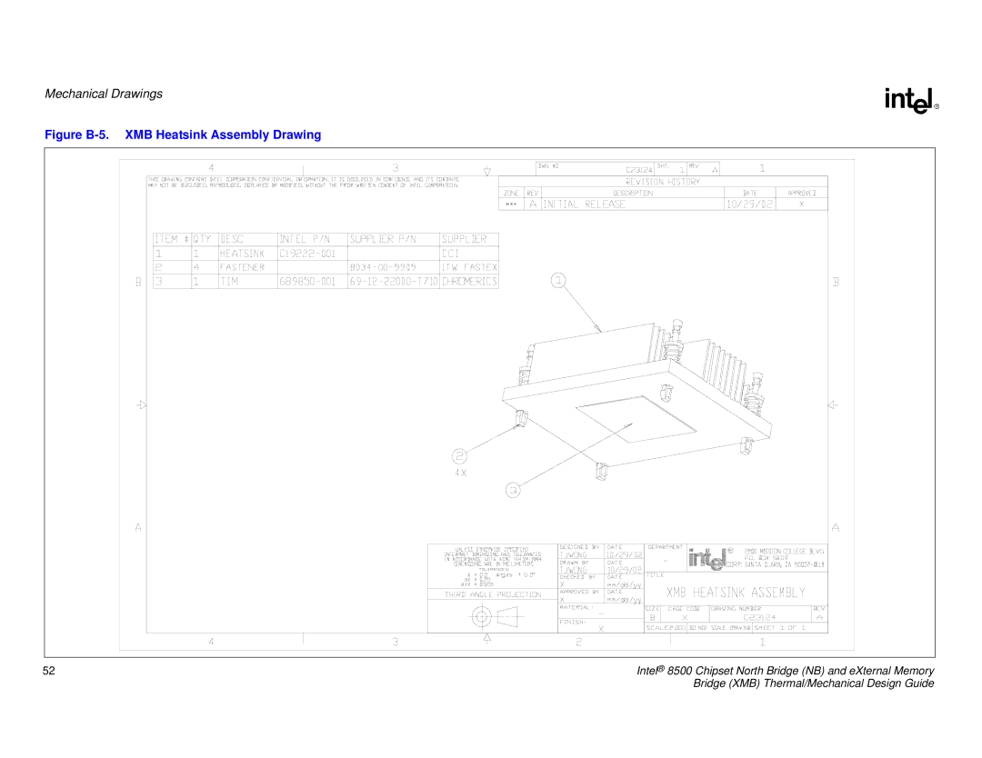 Intel E8500 manual Figure B-5. XMB Heatsink Assembly Drawing 