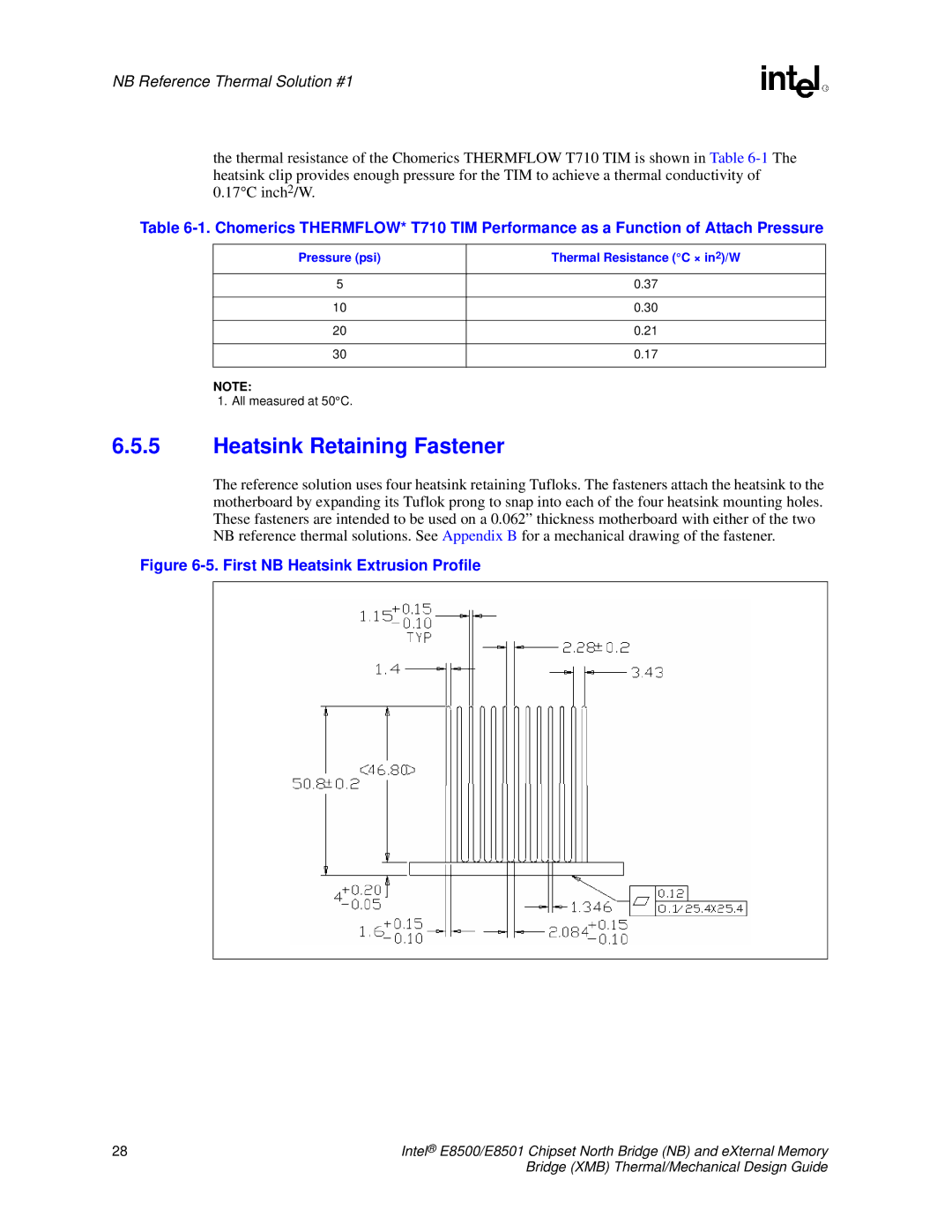 Intel E8501 manual Heatsink Retaining Fastener 