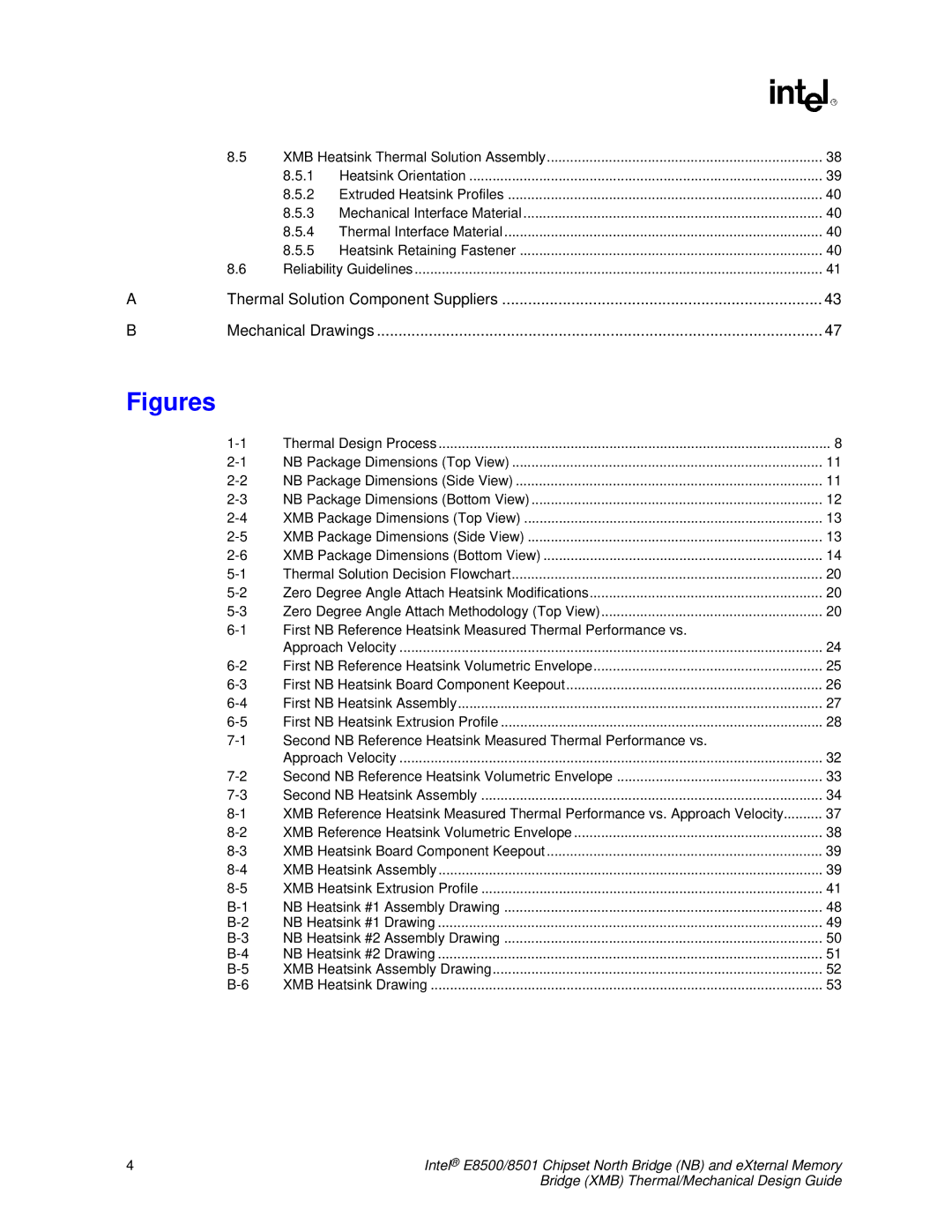 Intel E8501 manual Figures 