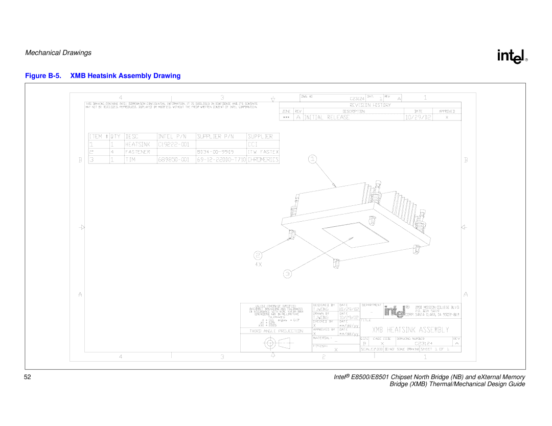 Intel E8501 manual Figure B-5. XMB Heatsink Assembly Drawing 