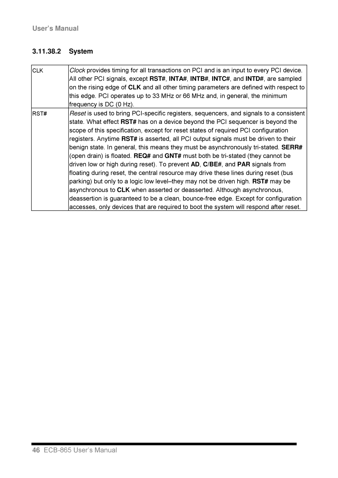 Intel ECB-865 user manual System 