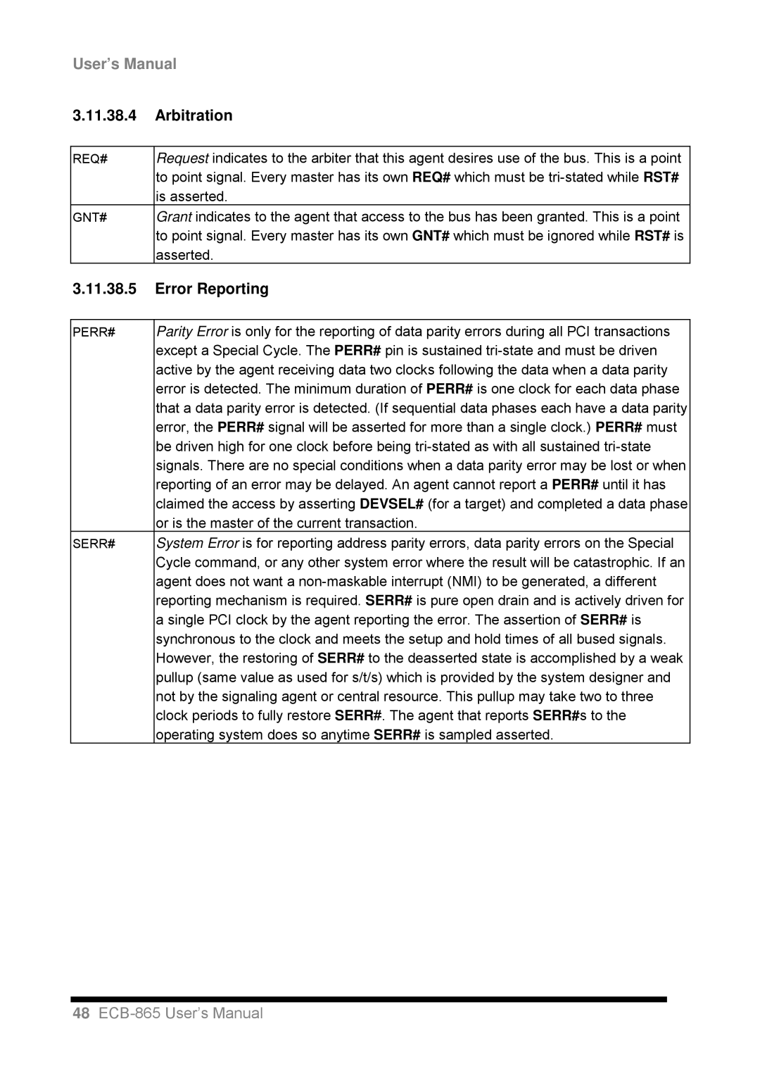 Intel ECB-865 user manual Arbitration, Error Reporting 