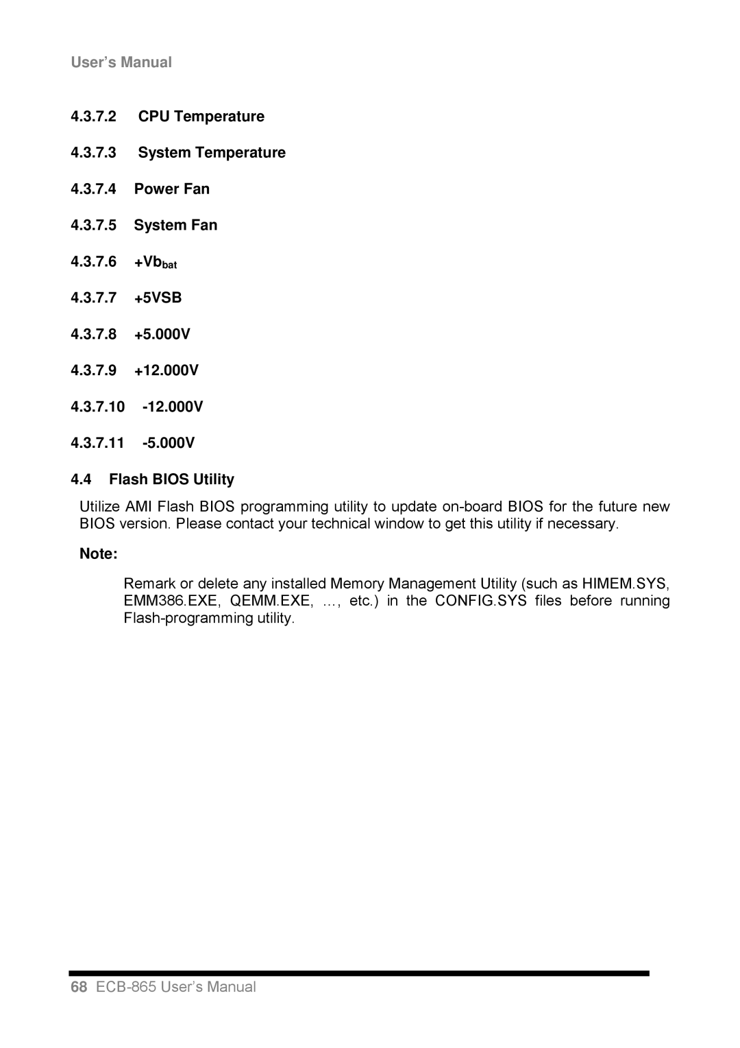 Intel ECB-865 user manual User’s Manual 