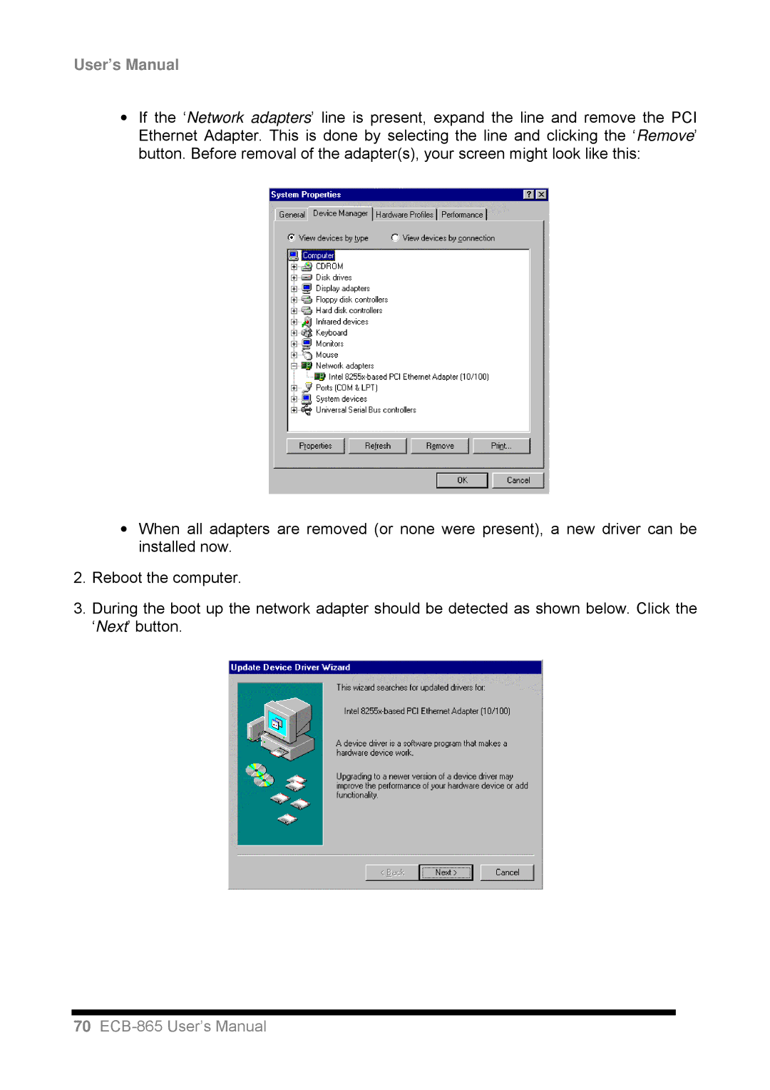 Intel ECB-865 user manual User’s Manual 