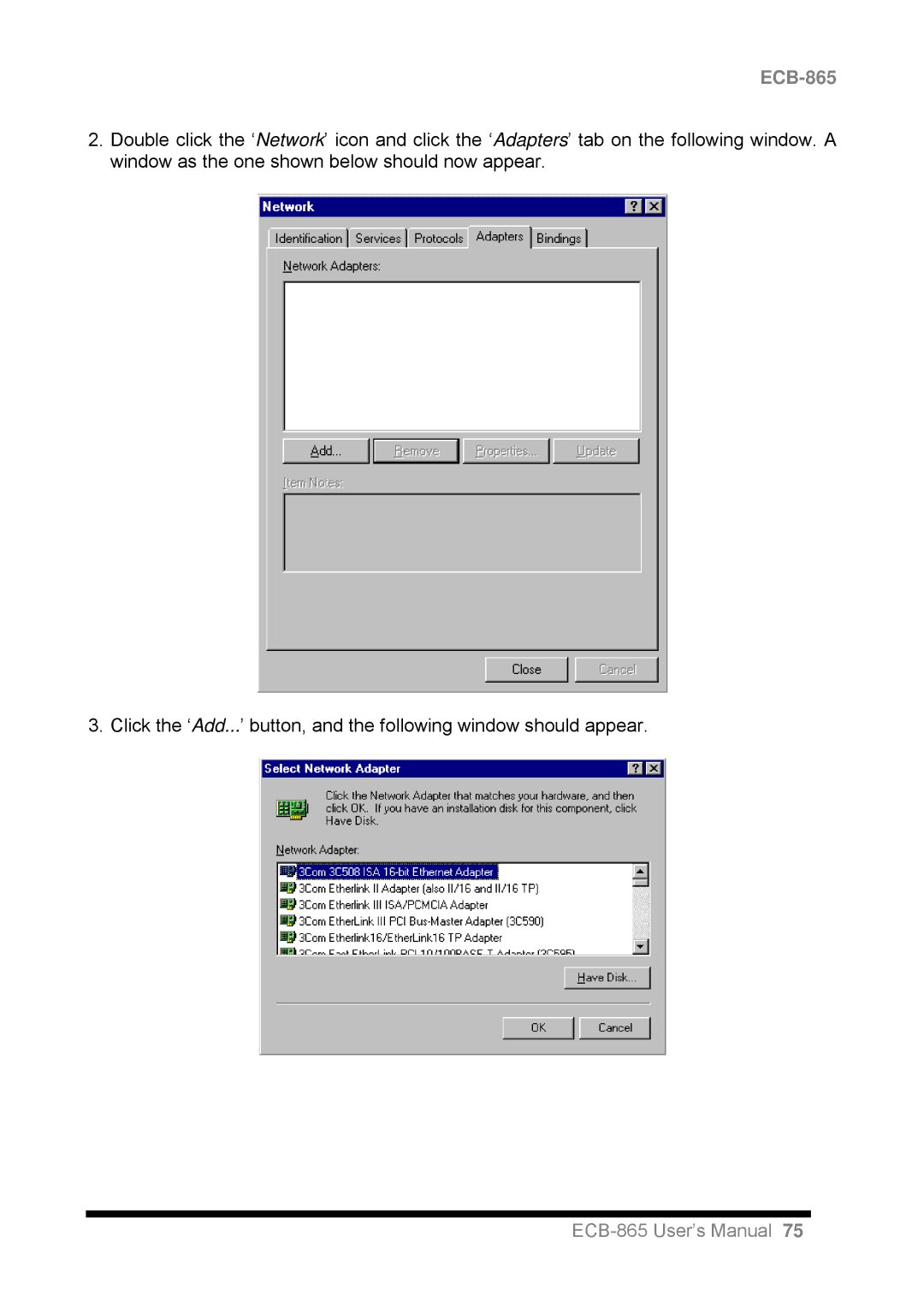 Intel ECB-865 user manual 