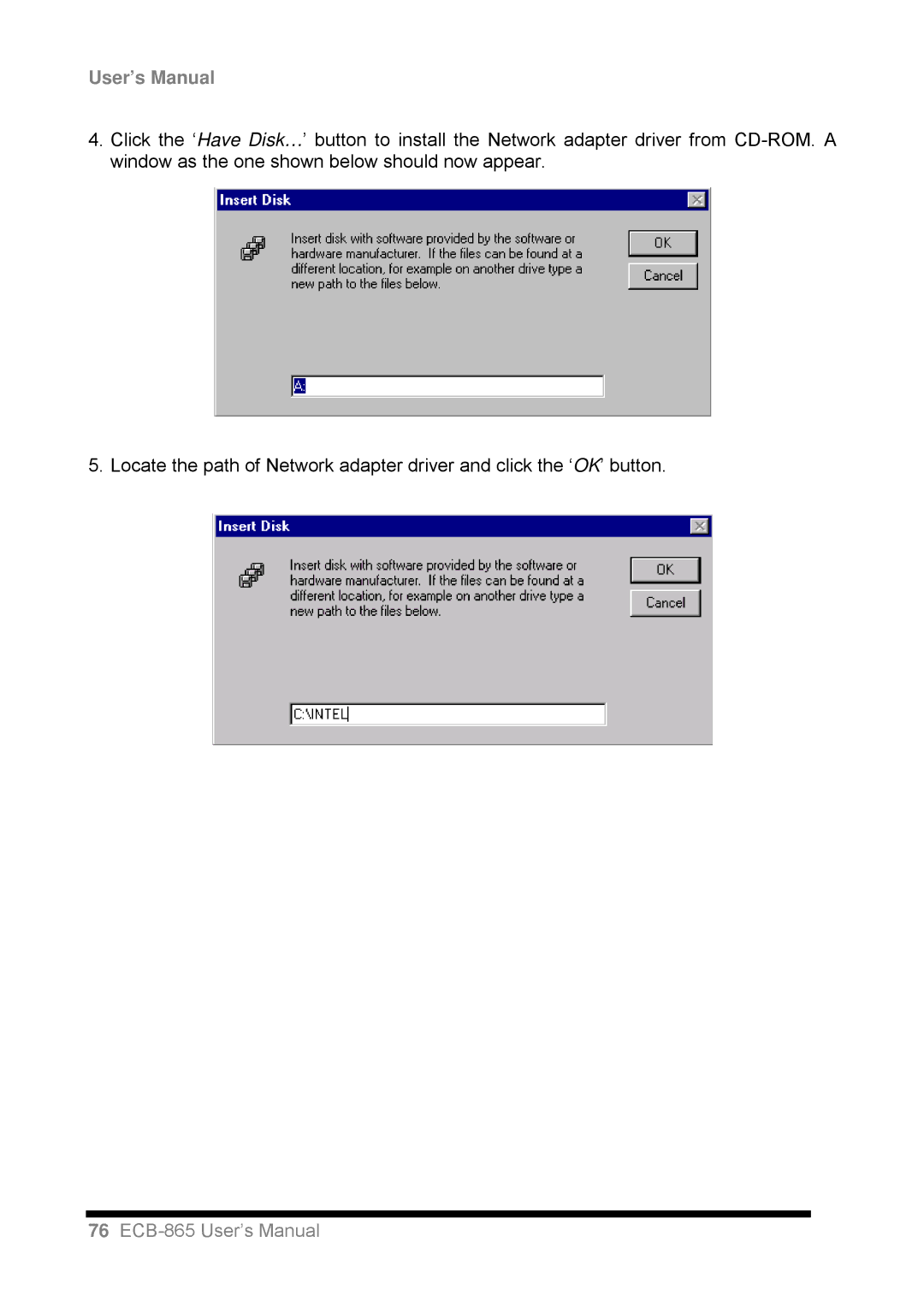 Intel ECB-865 user manual User’s Manual 