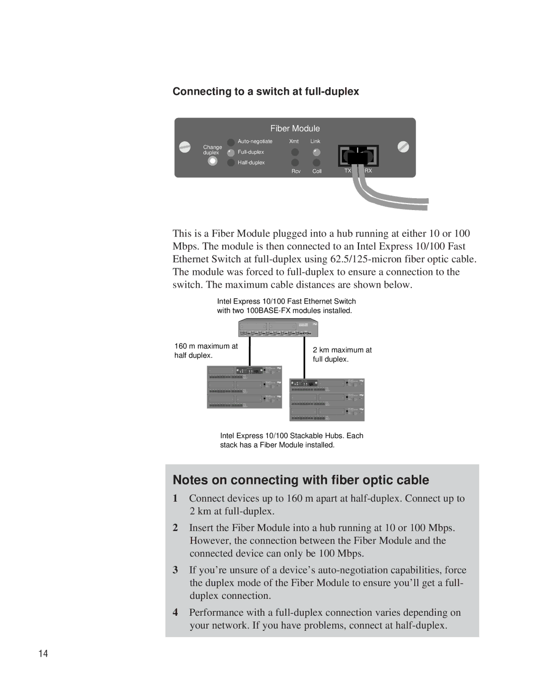 Intel EE110EM manual Half duplex Full duplex 