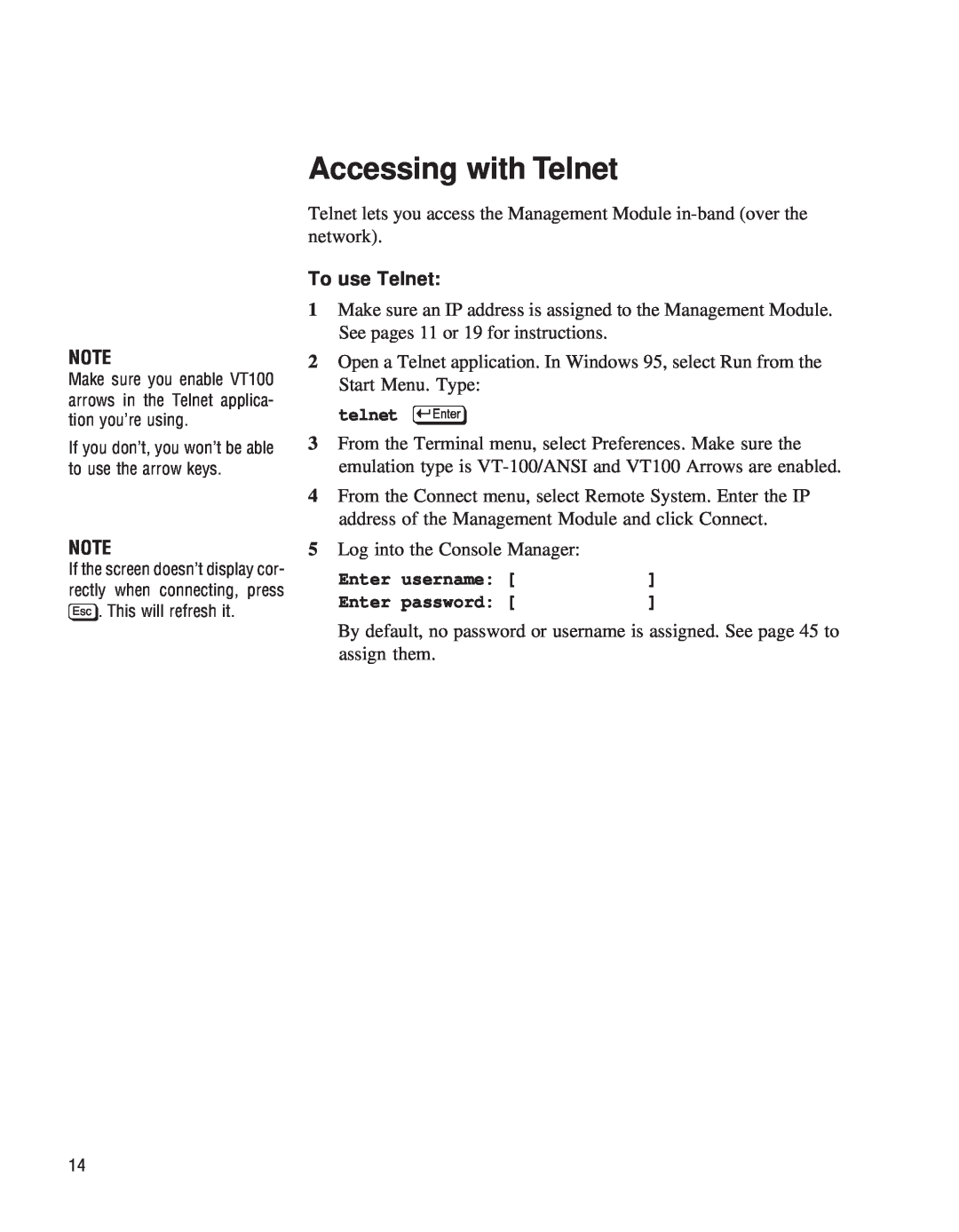Intel EE110MM manual Accessing with Telnet, telnet E, To use Telnet, Enter 